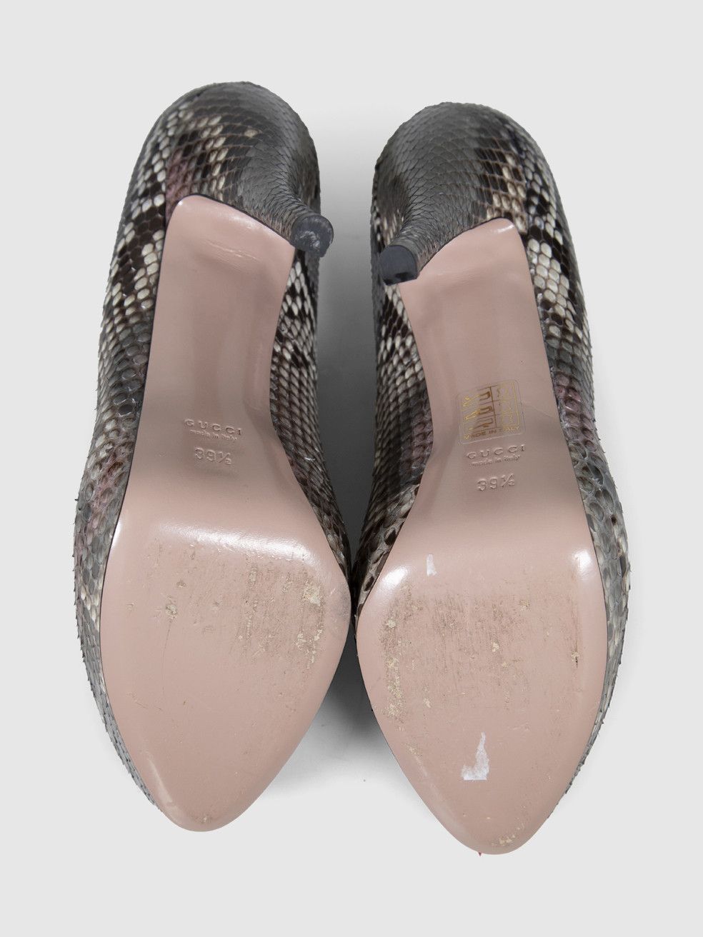 Gucci Grey Snakeskin Platform Pumps Size US 9.5 / IT 39.5 - 5 Thumbnail
