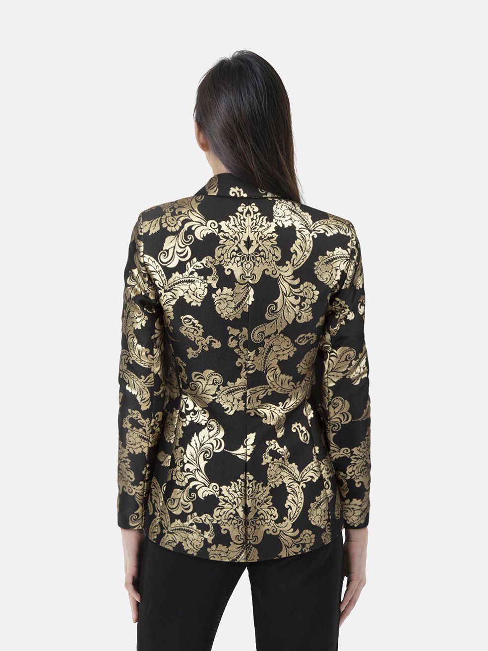 Alice + Olivia Black & Gold Macey Jacquard Blazer Size XS / US 0-2 / IT 36-38 - 2 Thumbnail