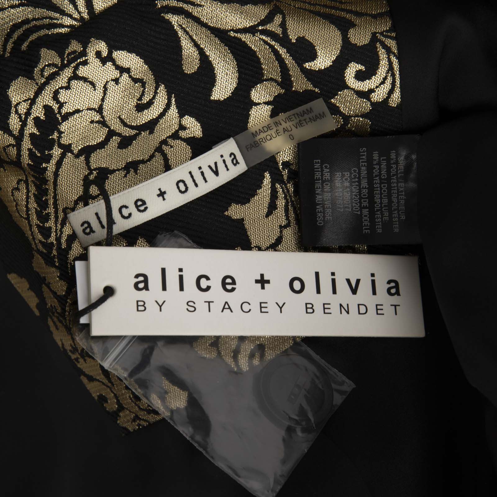 Alice + Olivia Black & Gold Macey Jacquard Blazer Size XS / US 0-2 / IT 36-38 - 4 Thumbnail