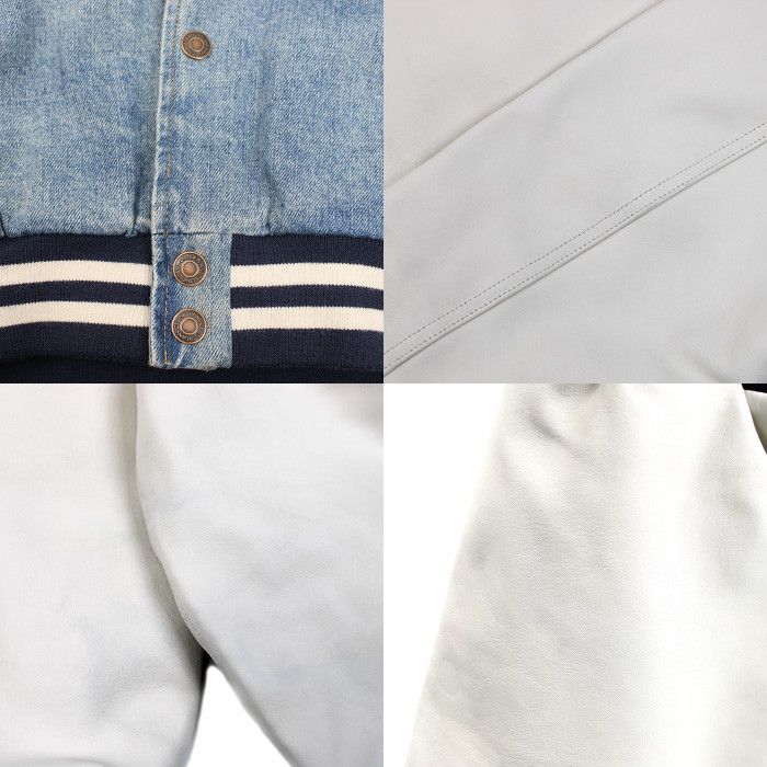 Celine Celine Celine Varsity Denim Lamb Leather Jacket Textile Outerwear 2Q563206T DUTY FREE for USA Size ONE SIZE - 6 Thumbnail