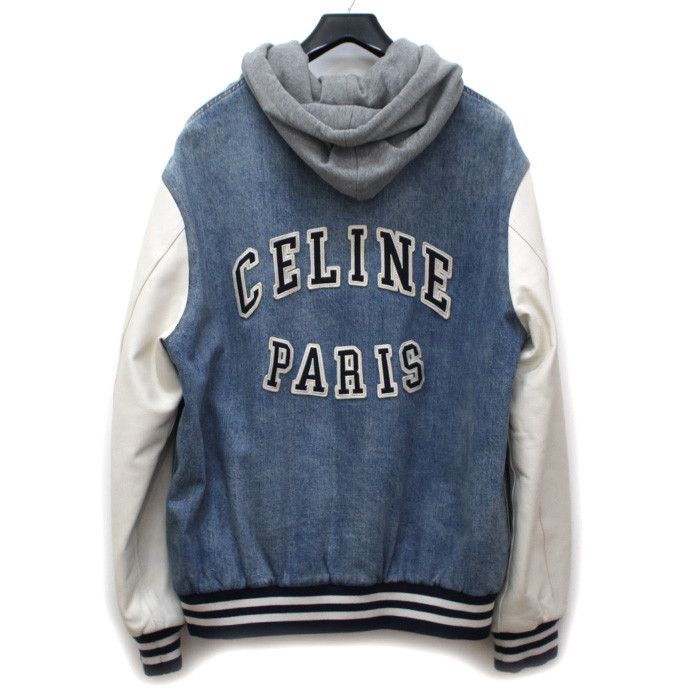 Celine Celine Celine Varsity Denim Lamb Leather Jacket Textile Outerwear 2Q563206T DUTY FREE for USA Size ONE SIZE - 2 Thumbnail