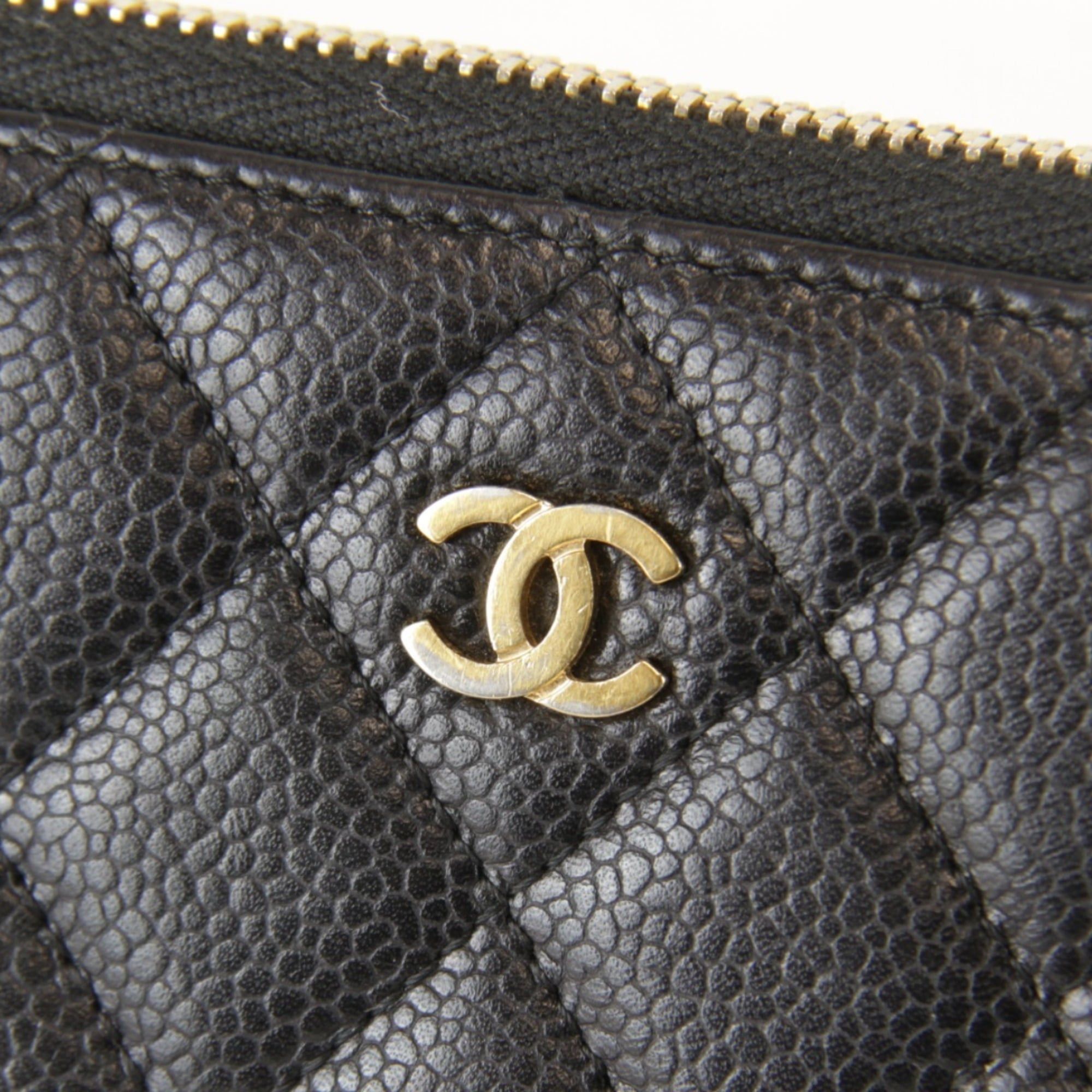 Chanel CHANEL Matelasse Caviar Leather Round Zip Long Wallet in Black Grained Calfskin for Women Size ONE SIZE - 7 Thumbnail
