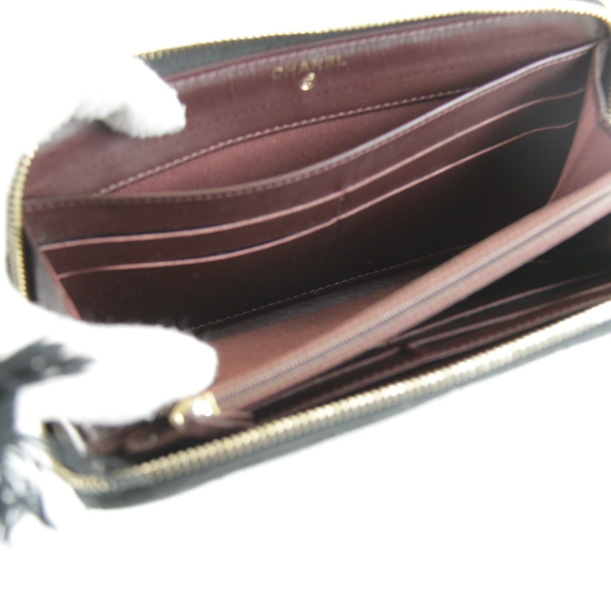 Chanel CHANEL Matelasse Caviar Leather Round Zip Long Wallet in Black Grained Calfskin for Women Size ONE SIZE - 9 Thumbnail