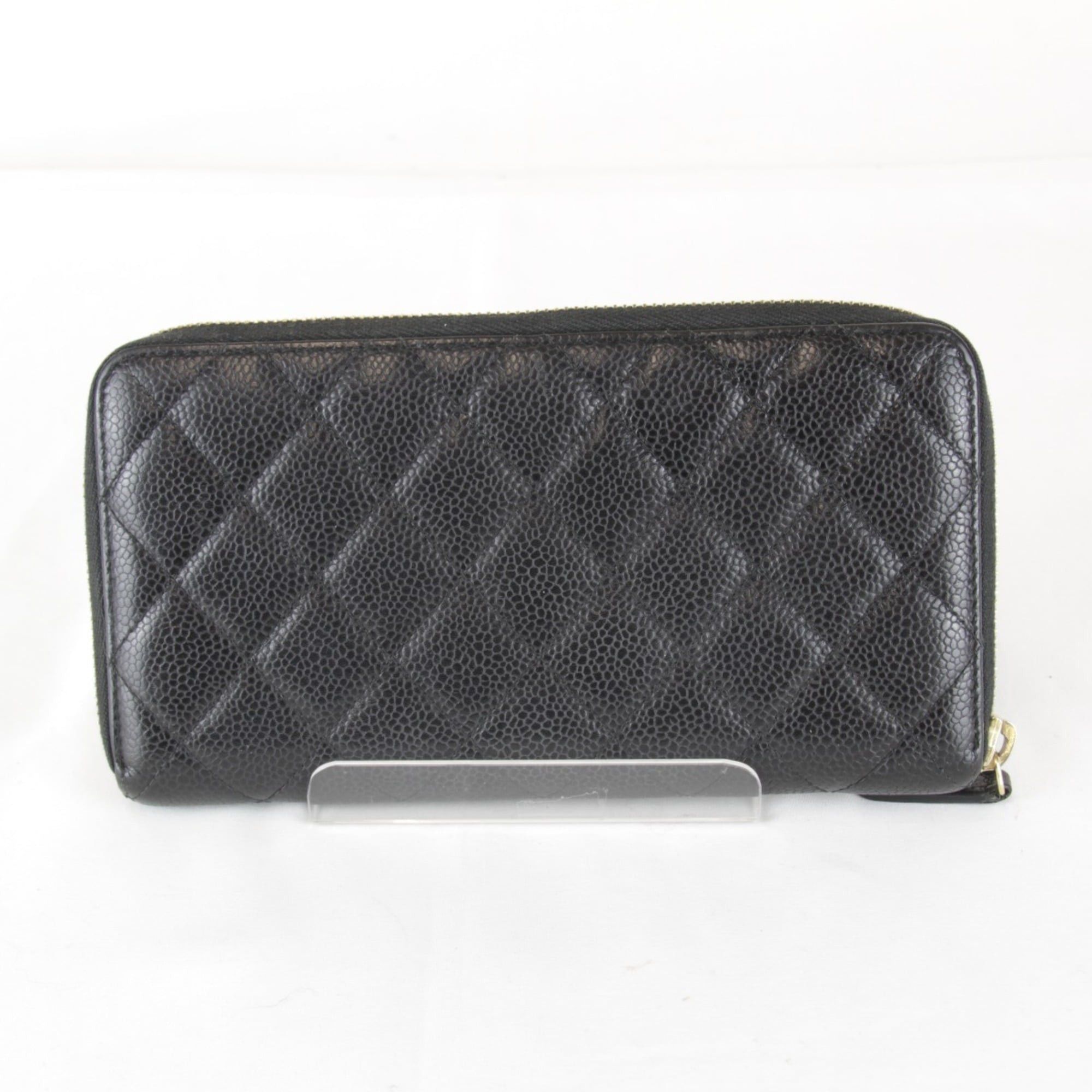 Chanel CHANEL Matelasse Caviar Leather Round Zip Long Wallet in Black Grained Calfskin for Women Size ONE SIZE - 2 Thumbnail