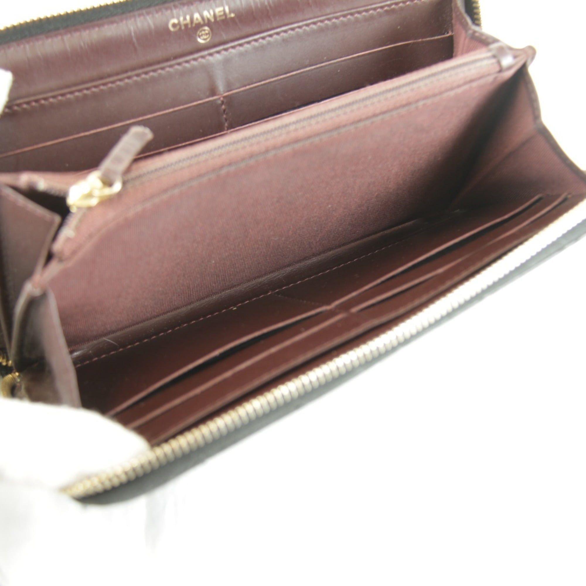Chanel CHANEL Matelasse Caviar Leather Round Zip Long Wallet in Black Grained Calfskin for Women Size ONE SIZE - 8 Thumbnail
