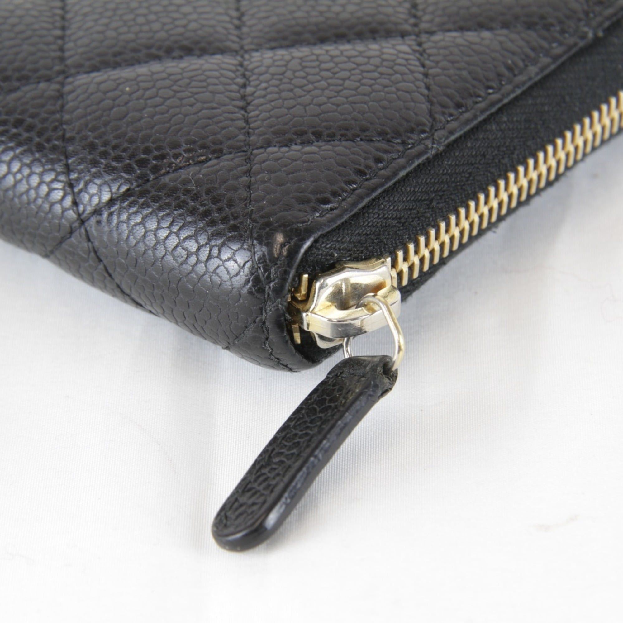 Chanel CHANEL Matelasse Caviar Leather Round Zip Long Wallet in Black Grained Calfskin for Women Size ONE SIZE - 5 Thumbnail