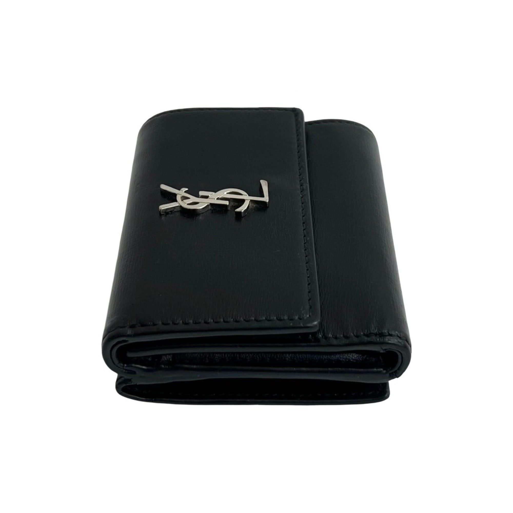 Saint Laurent Paris Yves Saint Laurent PARIS YSL Leather Tri-fold Wallet Black 96575 Size ONE SIZE - 4 Thumbnail