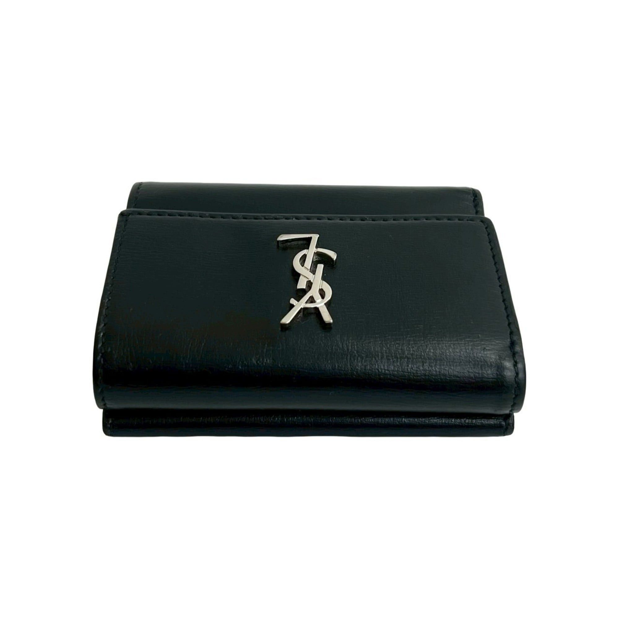 Saint Laurent Paris Yves Saint Laurent PARIS YSL Leather Tri-fold Wallet Black 96575 Size ONE SIZE - 3 Thumbnail