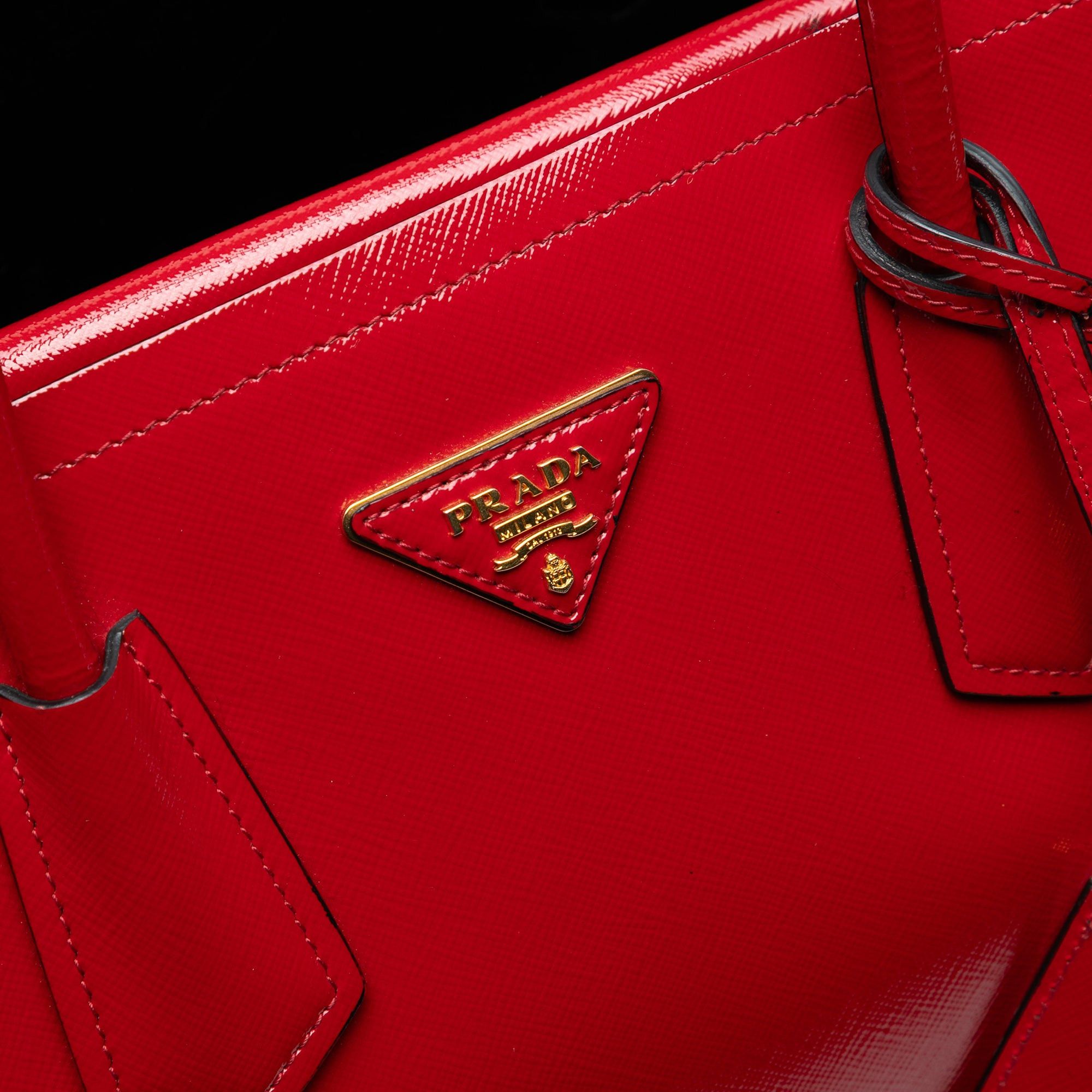 Prada Medium Saffiano Vernice Double Satchel Size ONE SIZE - 5 Thumbnail