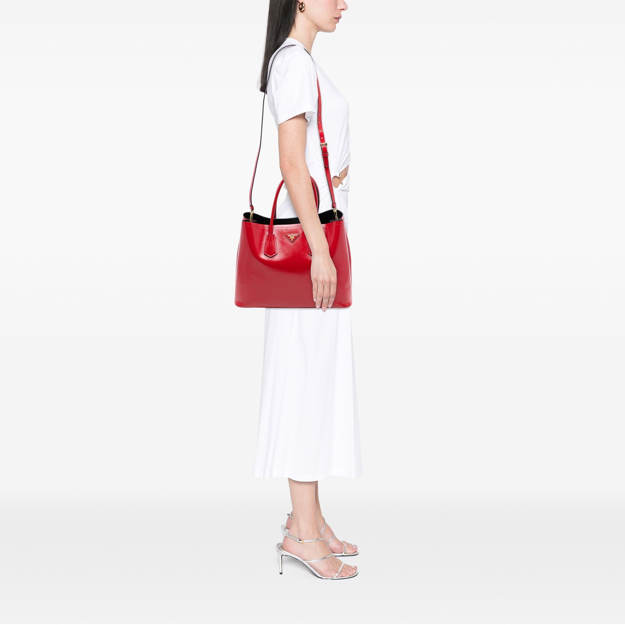 Prada Medium Saffiano Vernice Double Satchel Size ONE SIZE - 6 Thumbnail