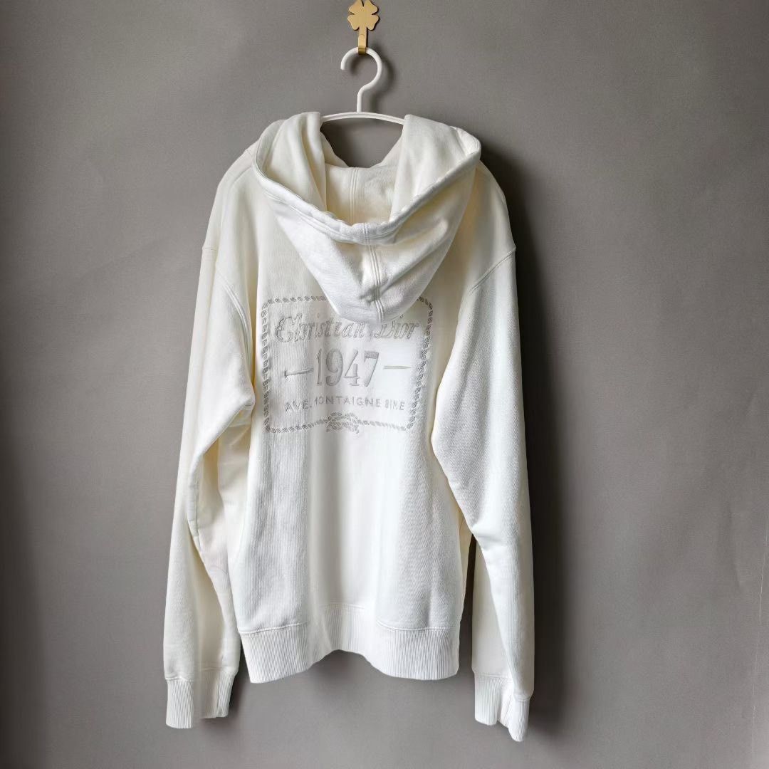Dior Dior 1947 Embroidered Letter Beige Hoodie Size US M / EU 48-50 / 2 - 2 Thumbnail