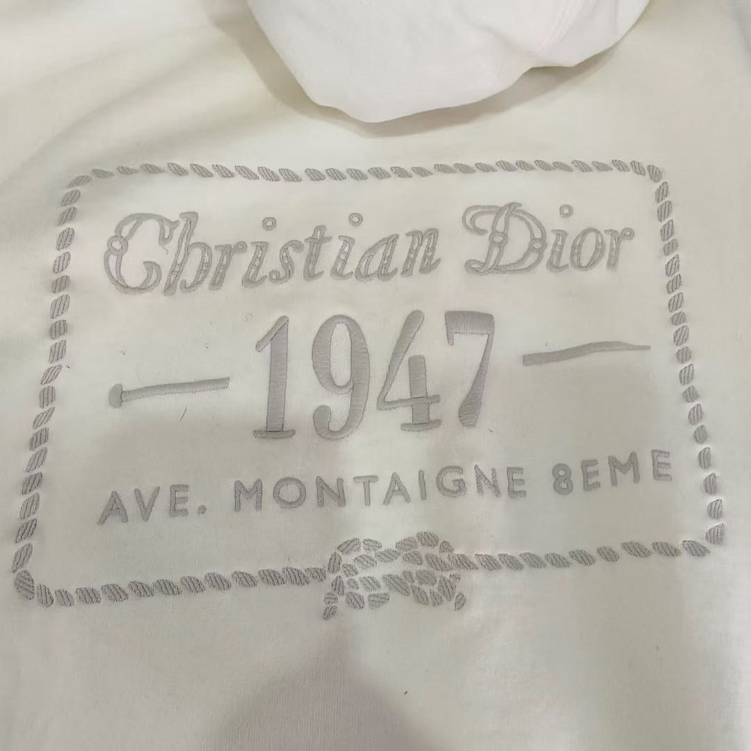 Dior Dior 1947 Embroidered Letter Beige Hoodie Size US M / EU 48-50 / 2 - 4 Thumbnail