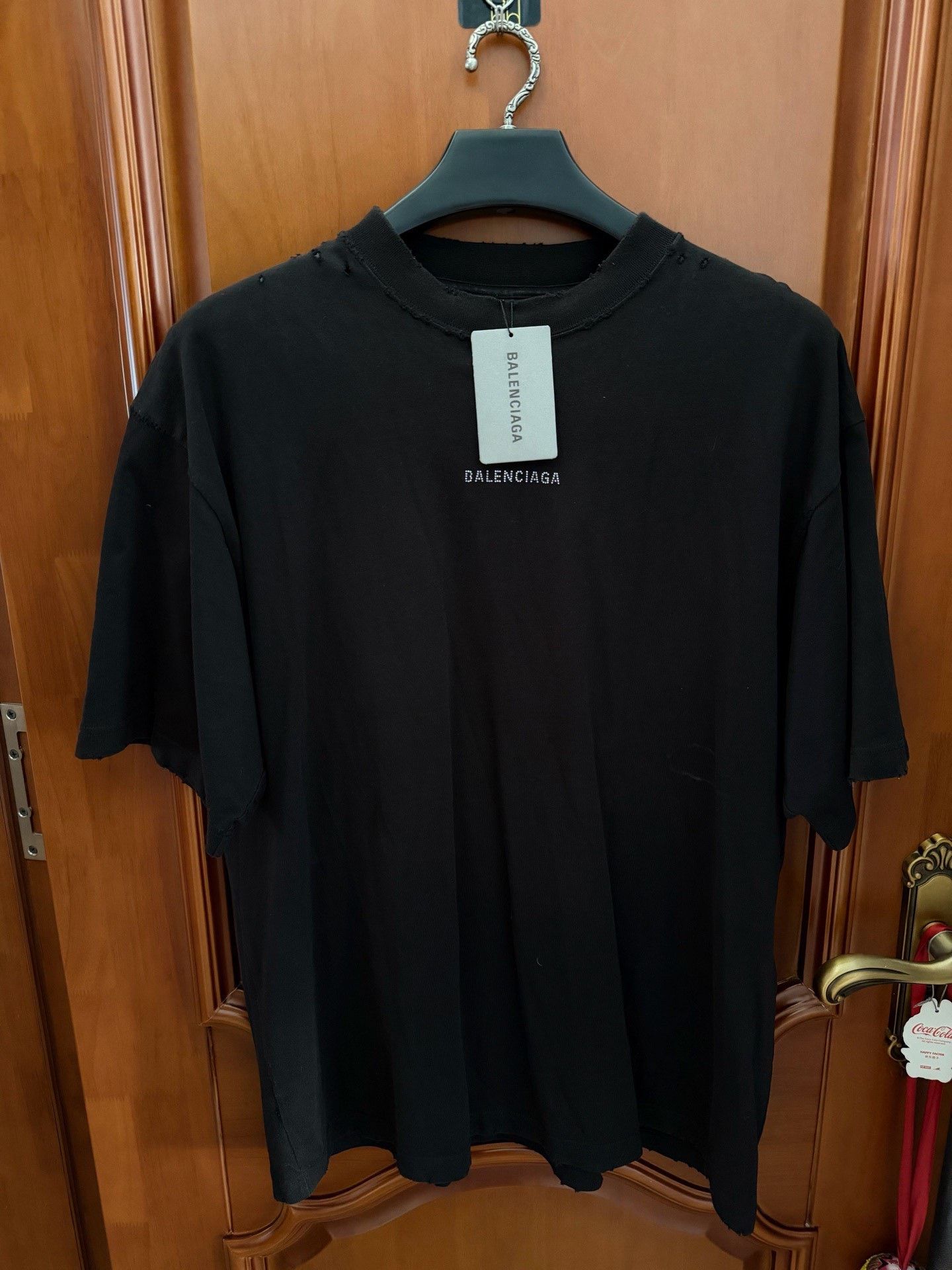 Balenciaga Balenciaga Crystal Logo Distressed Top Size L / US 10 / IT 46 - 2 Thumbnail