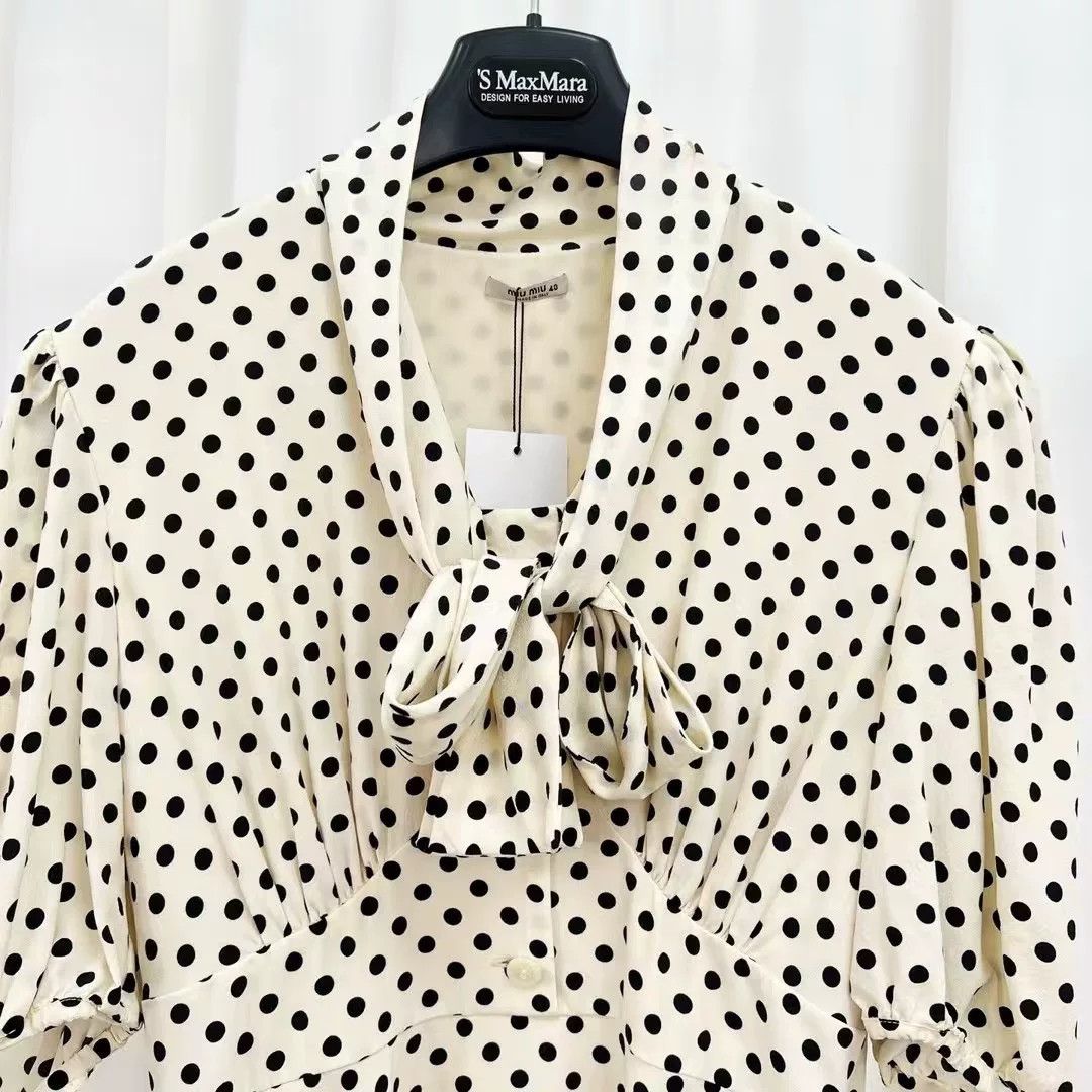 Miu Miu Miu Miu Polka Dot Puff Sleeve Dress Size S / US 4 / IT 40 - 3 Thumbnail