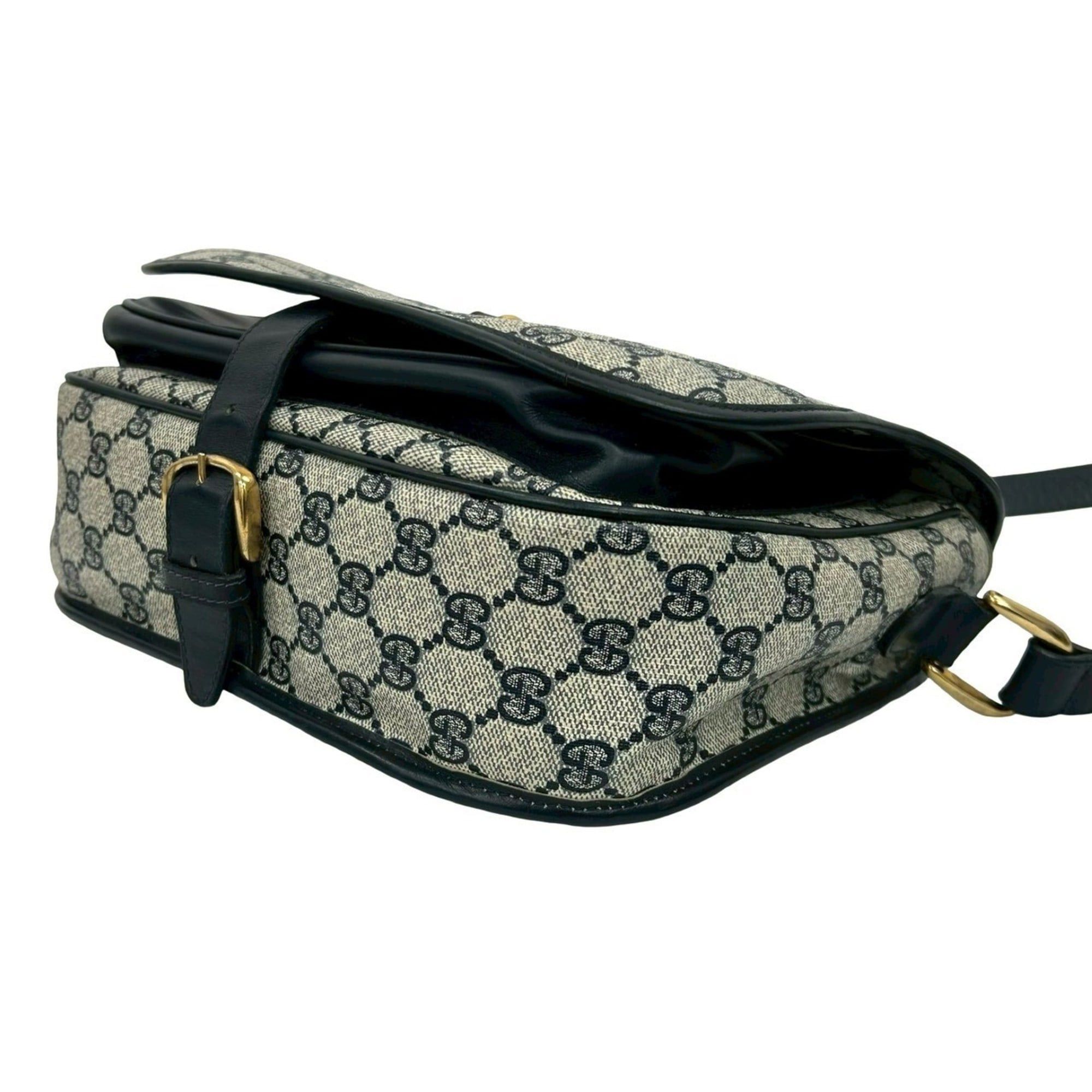 Gucci GUCCI Old Gucci Vintage Sherry Line Horsebit Leather Shoulder Bag Navy 30847 Size ONE SIZE - 8 Thumbnail
