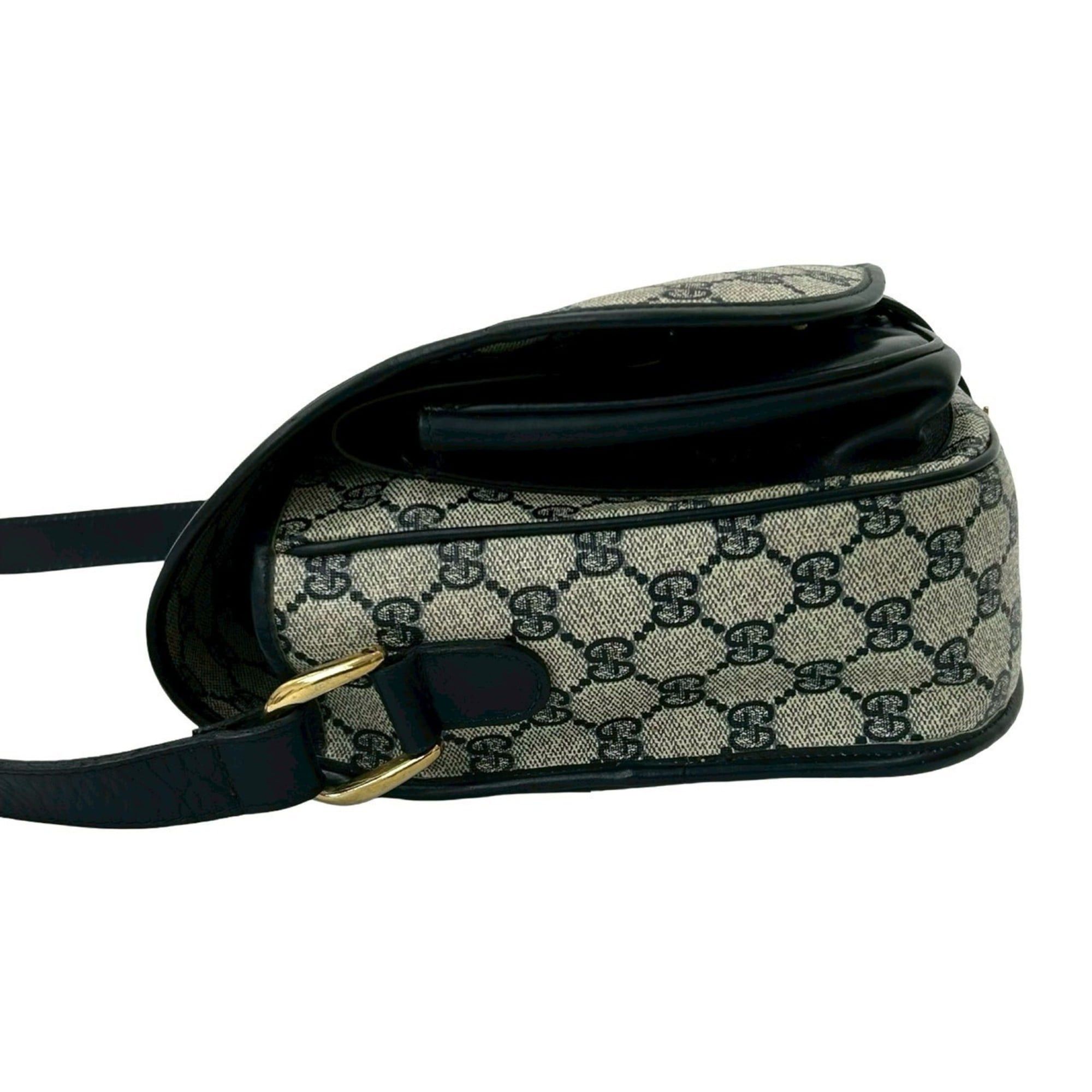 Gucci GUCCI Old Gucci Vintage Sherry Line Horsebit Leather Shoulder Bag Navy 30847 Size ONE SIZE - 5 Thumbnail