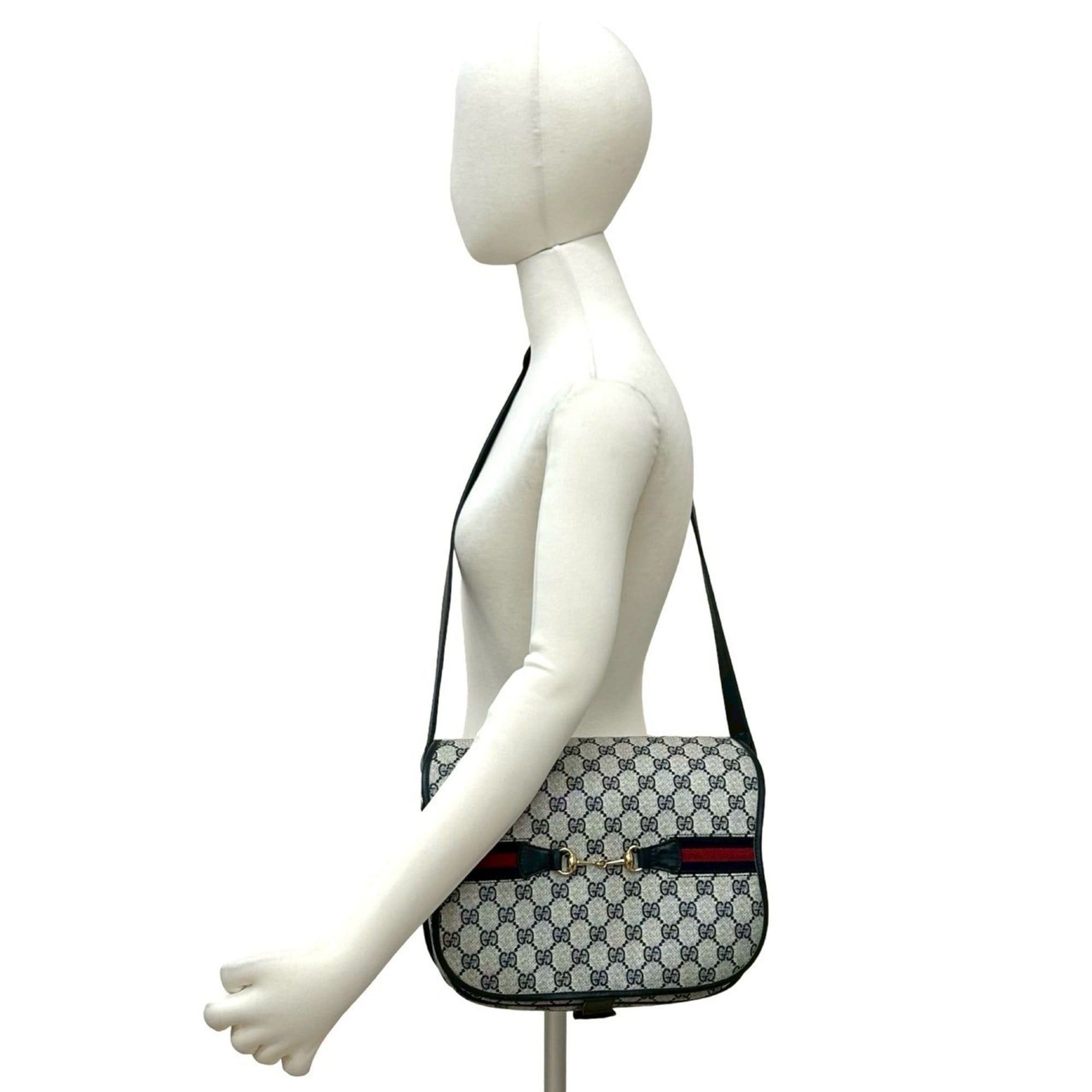Gucci GUCCI Old Gucci Vintage Sherry Line Horsebit Leather Shoulder Bag Navy 30847 Size ONE SIZE - 2 Thumbnail