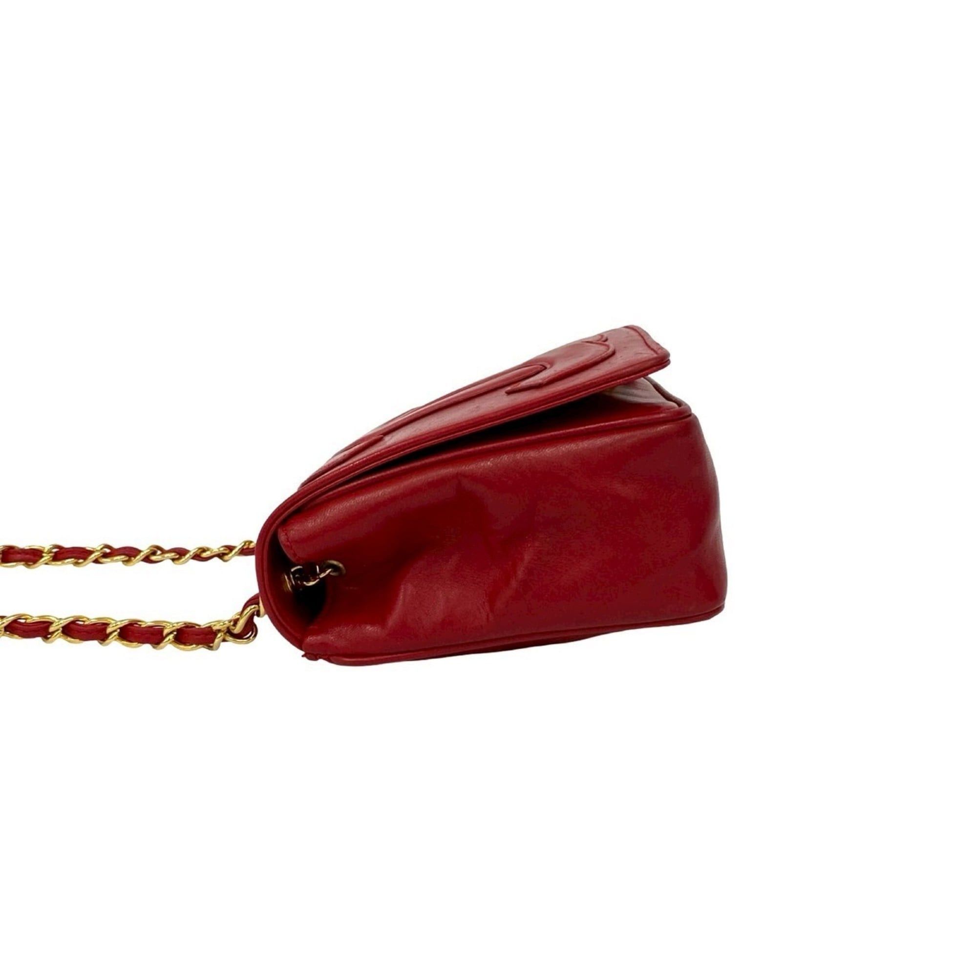 Chanel CHANEL Coco Mark Lambskin Chain Mini Shoulder Bag Red 97353 Size ONE SIZE - 5 Thumbnail