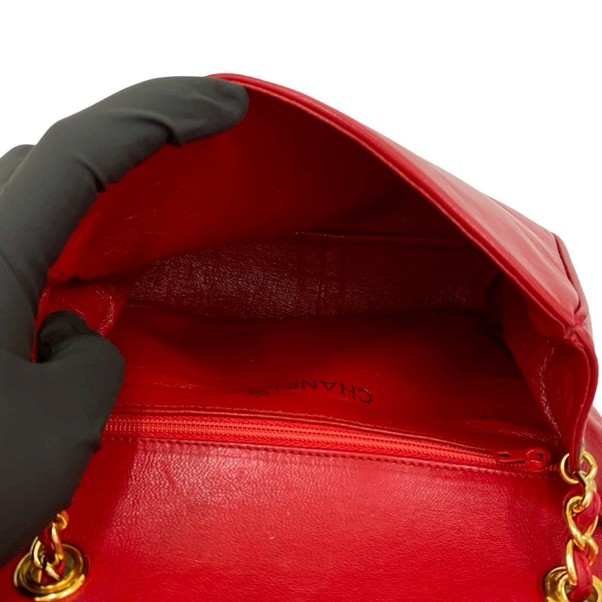Chanel CHANEL Coco Mark Lambskin Chain Mini Shoulder Bag Red 97353 Size ONE SIZE - 9 Thumbnail