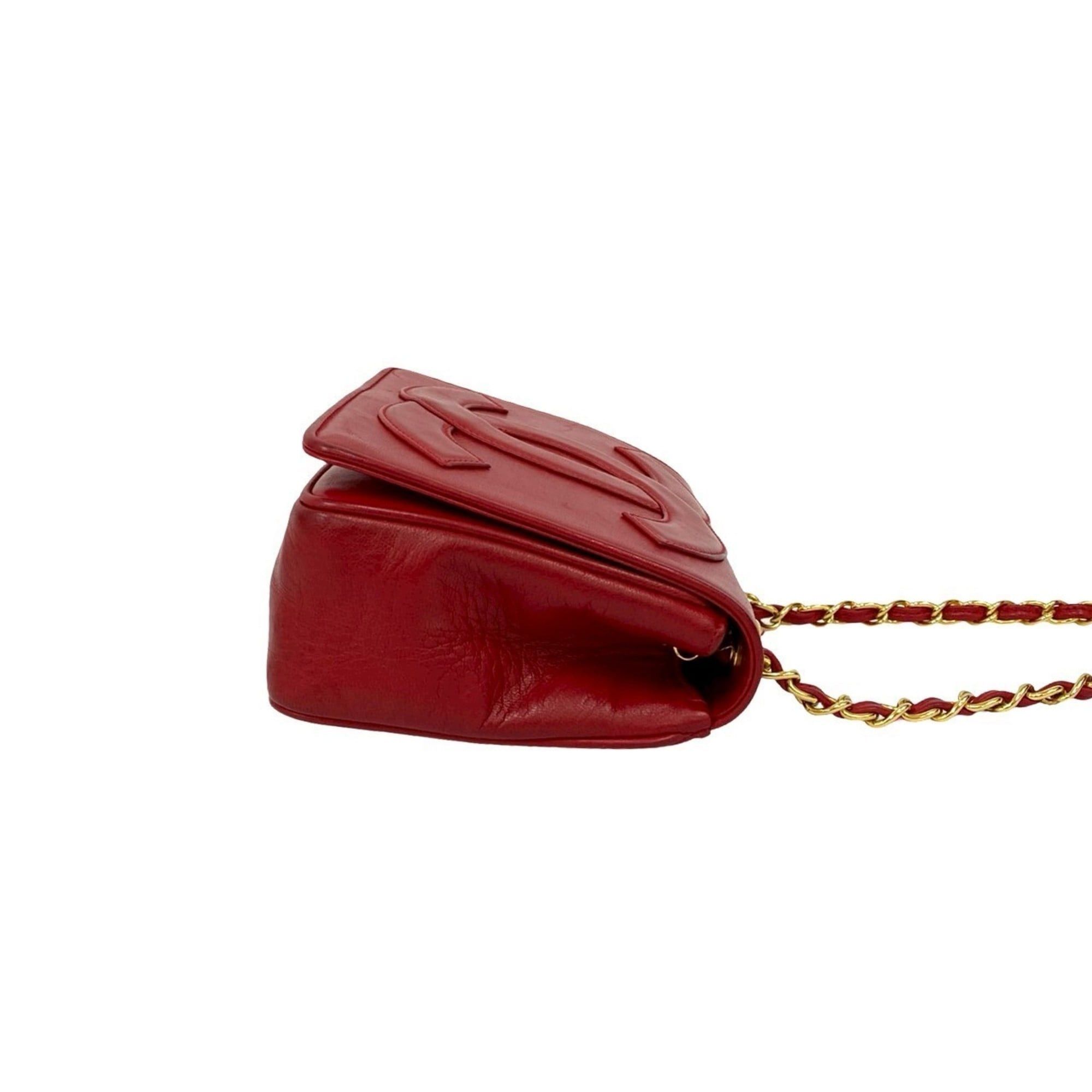 Chanel CHANEL Coco Mark Lambskin Chain Mini Shoulder Bag Red 97353 Size ONE SIZE - 6 Thumbnail
