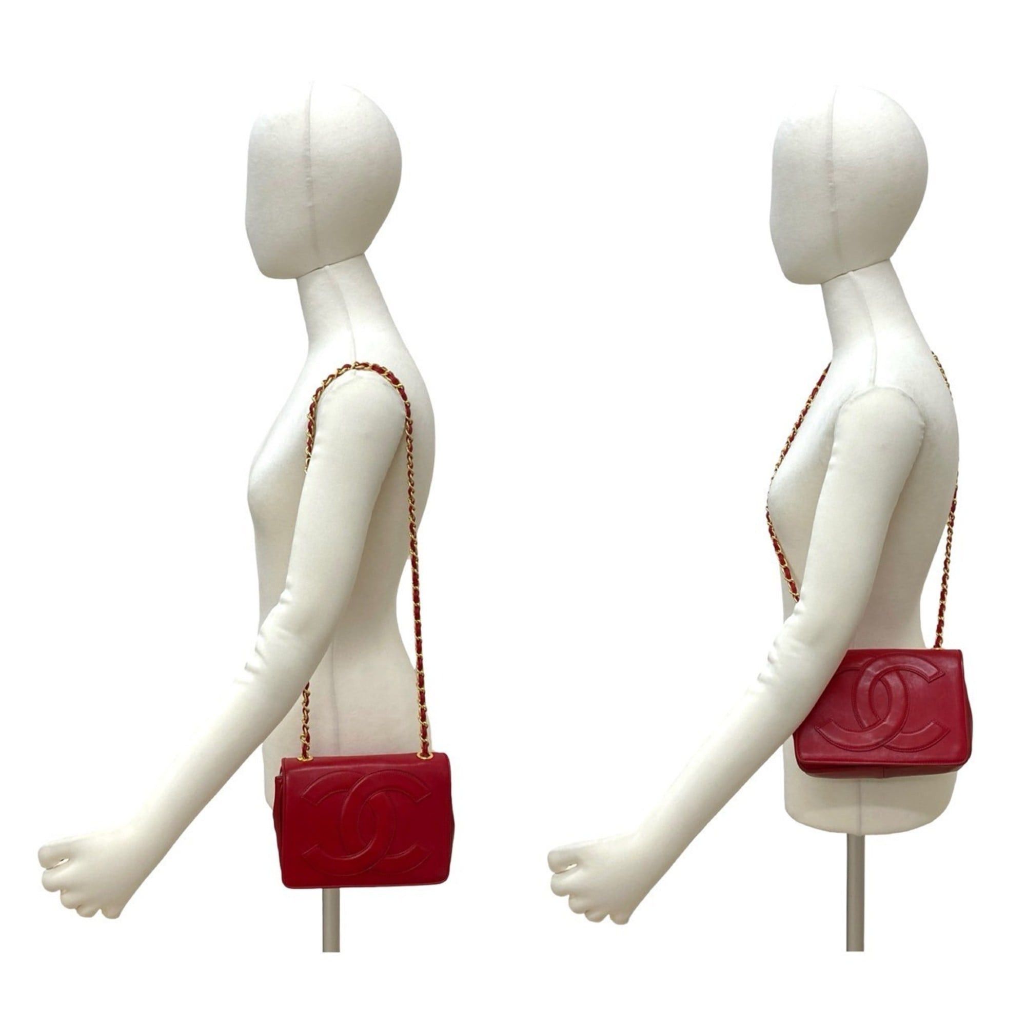 Chanel CHANEL Coco Mark Lambskin Chain Mini Shoulder Bag Red 97353 Size ONE SIZE - 2 Thumbnail