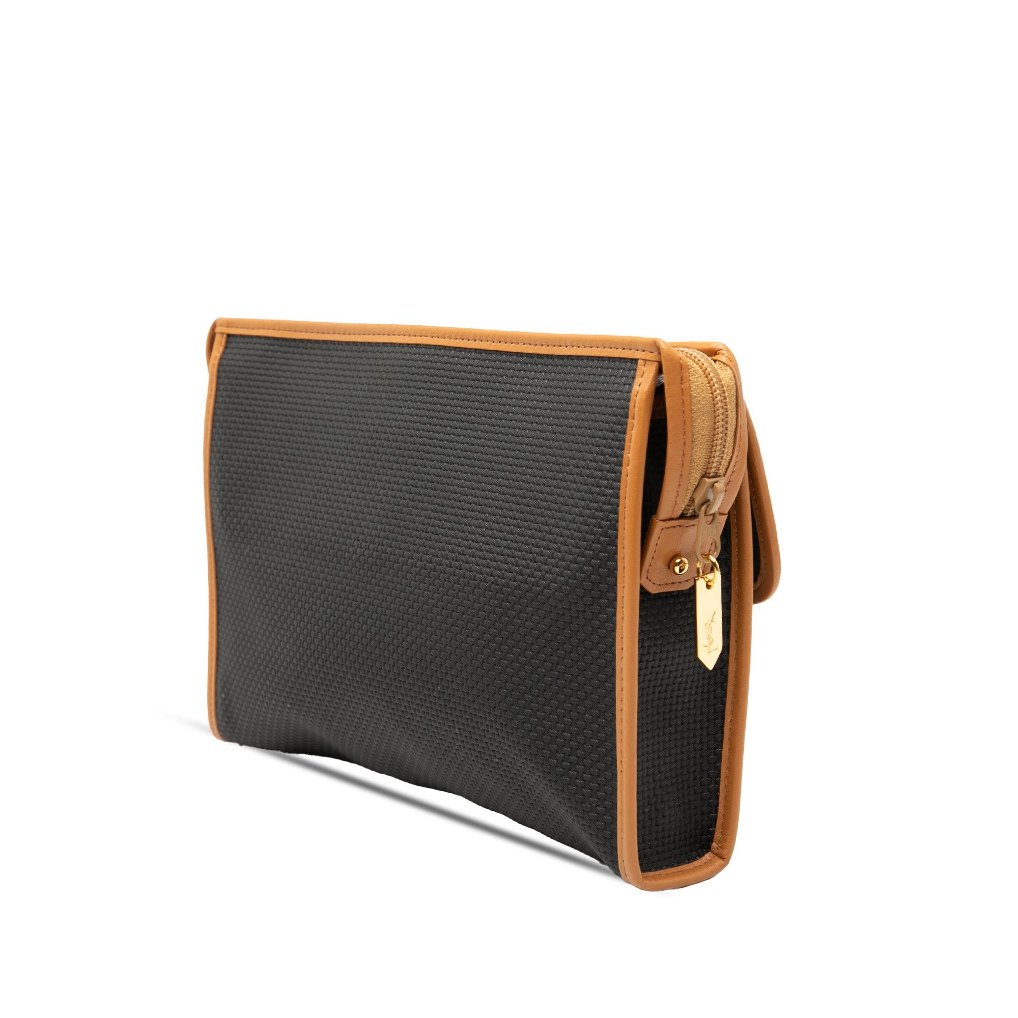 Saint Laurent Paris Leather Trimmed Coated Canvas Clutch Size ONE SIZE - 2 Thumbnail