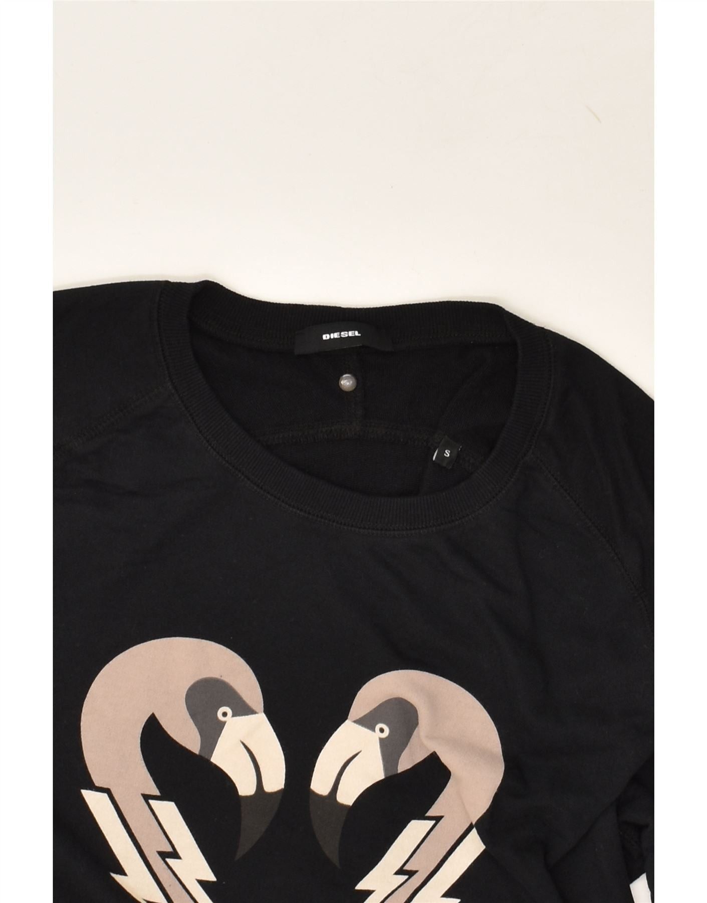 Diesel Womens Graphic Sweatshirt Jumper UK 10 Small Black Cotton Size S / US 4 / IT 40 - 3 Thumbnail