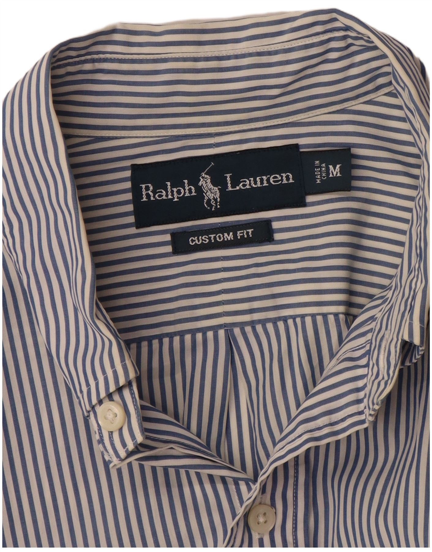 Ralph Lauren Mens Custom Fit Shirt Medium Blue Striped Cotton Size US M / EU 48-50 / 2 - 4 Thumbnail