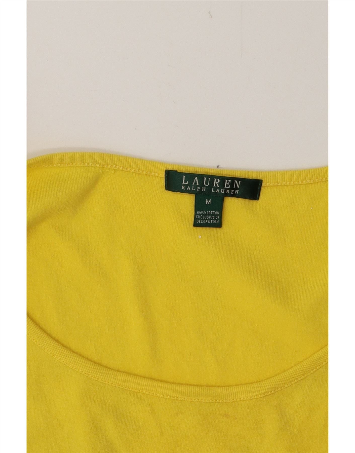 Ralph Lauren Womens Vest Top UK 12 Medium Yellow Cotton Size XS / US 0-2 / IT 36-38 - 4 Thumbnail