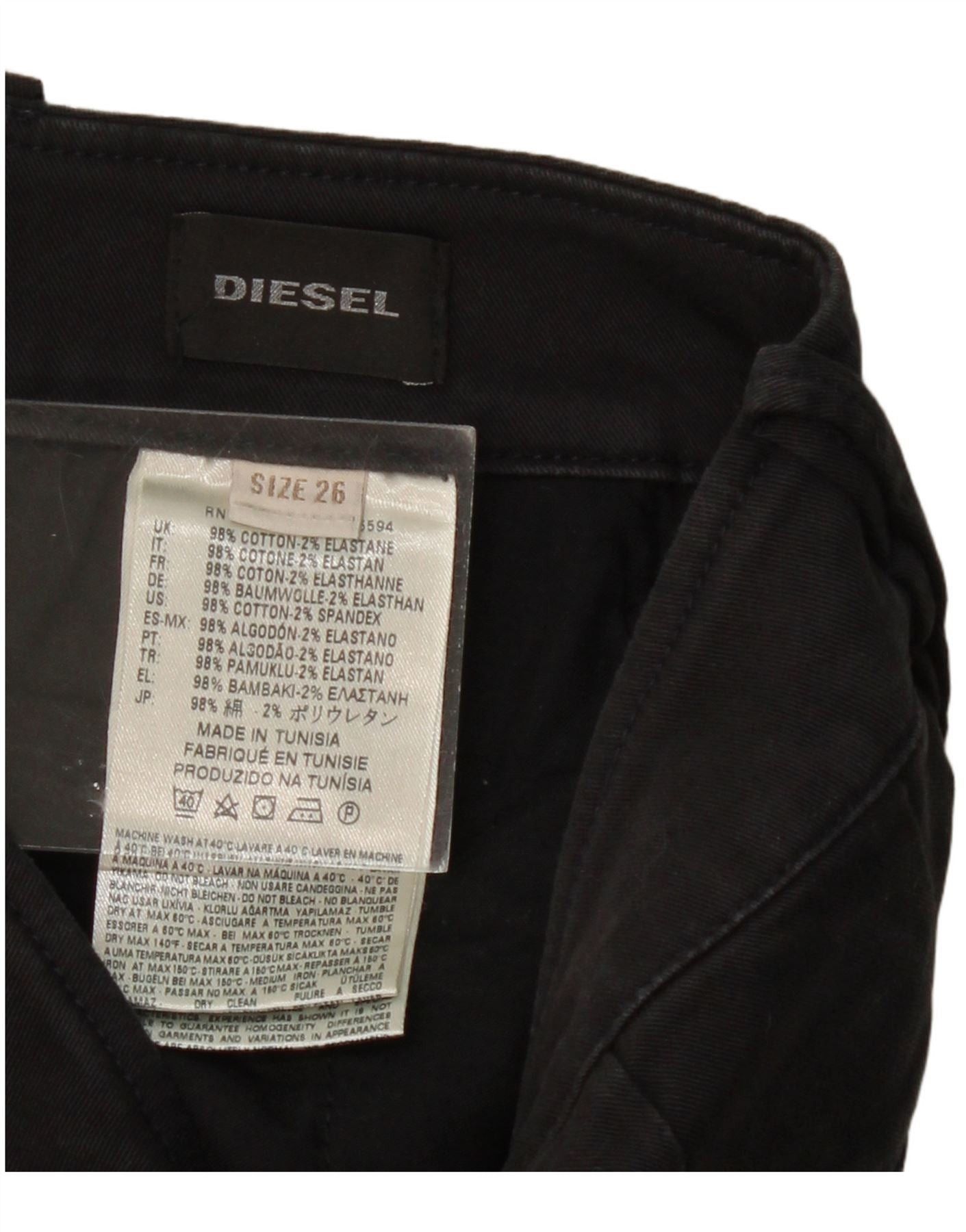 Diesel Womens Skinny Chino Trousers W26 L29 Black Cotton Size 42" / US 20 - 3 Thumbnail