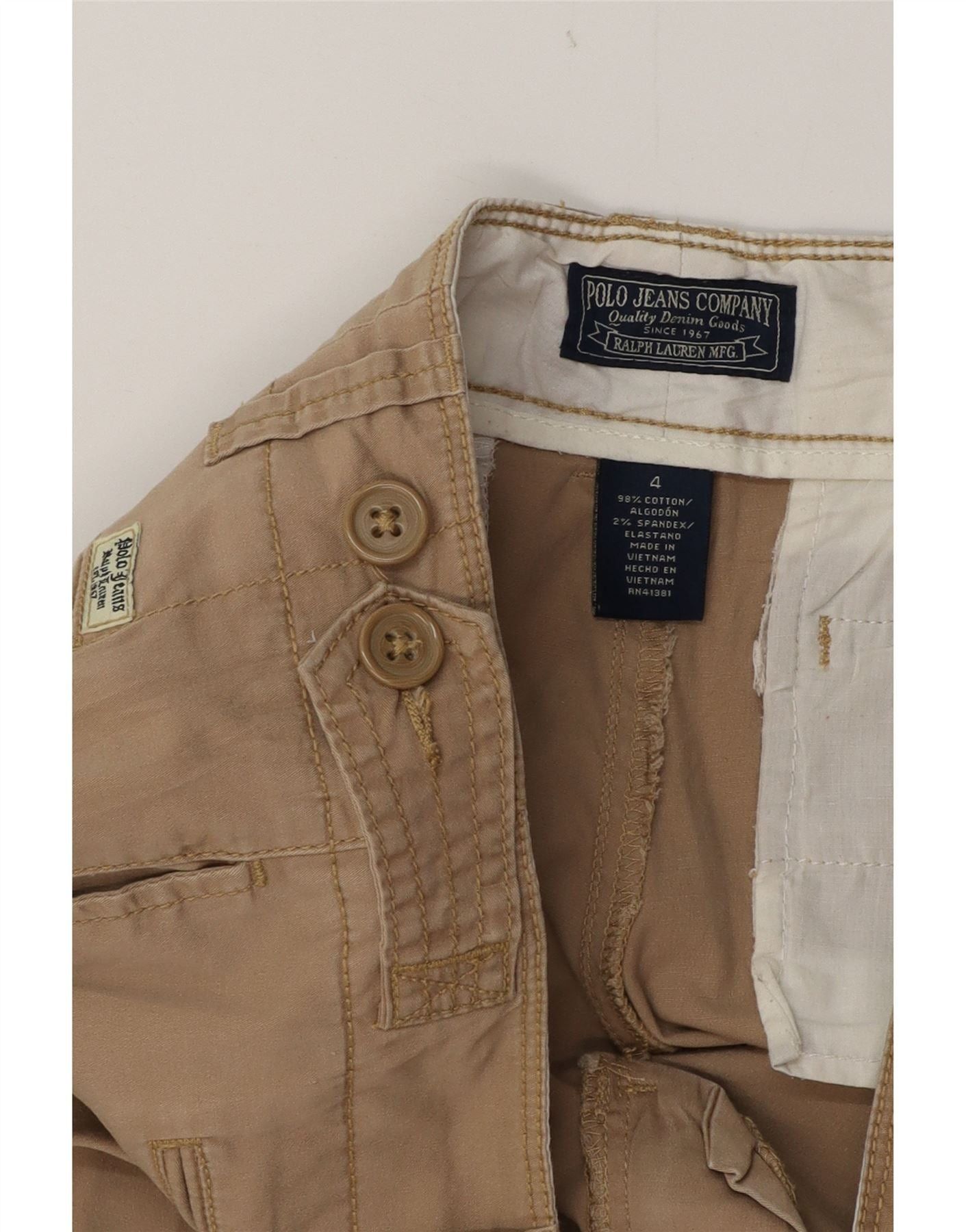 Ralph Lauren Womens Chino Shorts US 4 Small W32 Beige Cotton Size 25" / US 0 / IT 36 - 3 Thumbnail