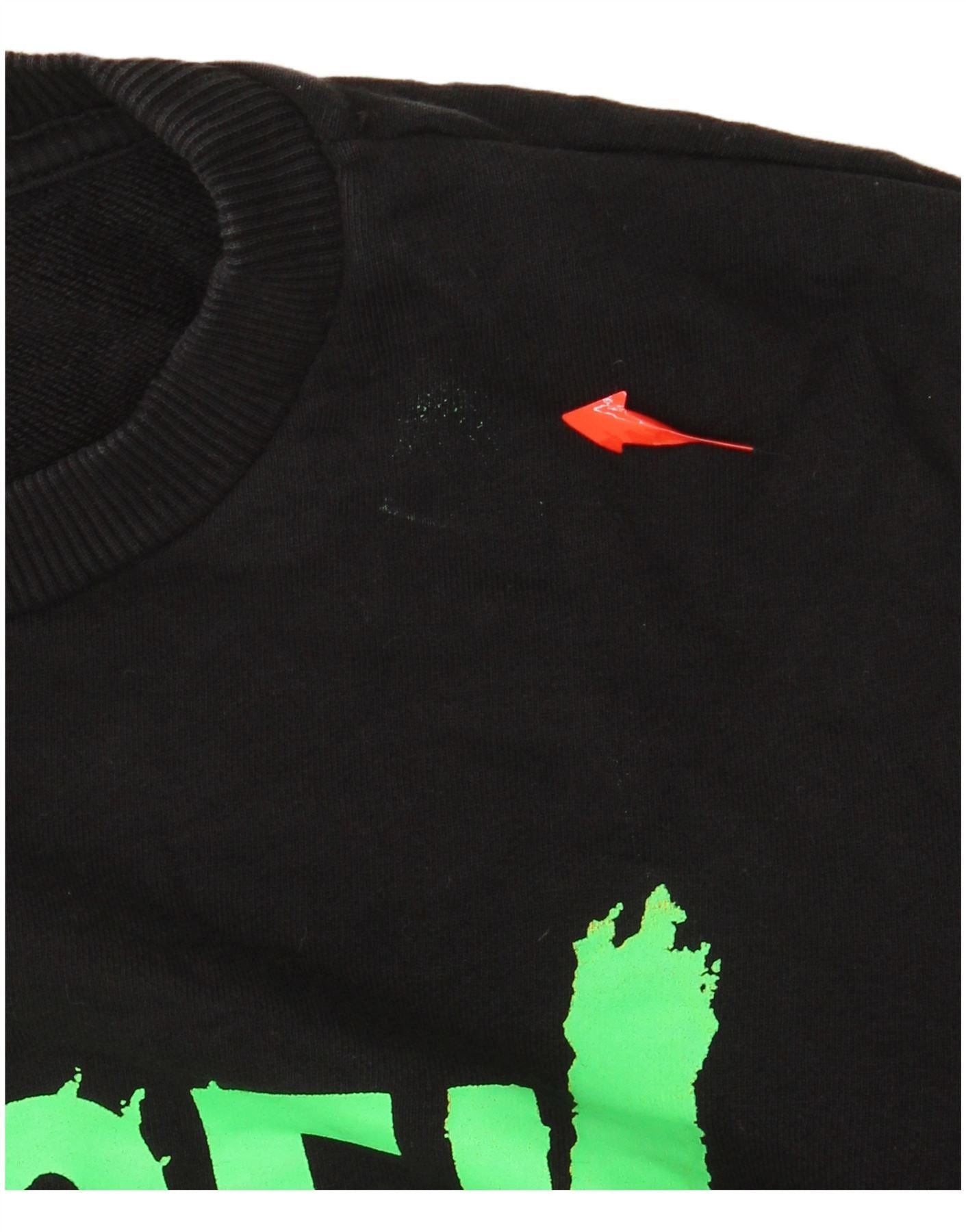 Diesel Girls Graphic Sweatshirt Jumper 13-14 Years Black Cotton Size L / US 10 / IT 46 - 3 Thumbnail