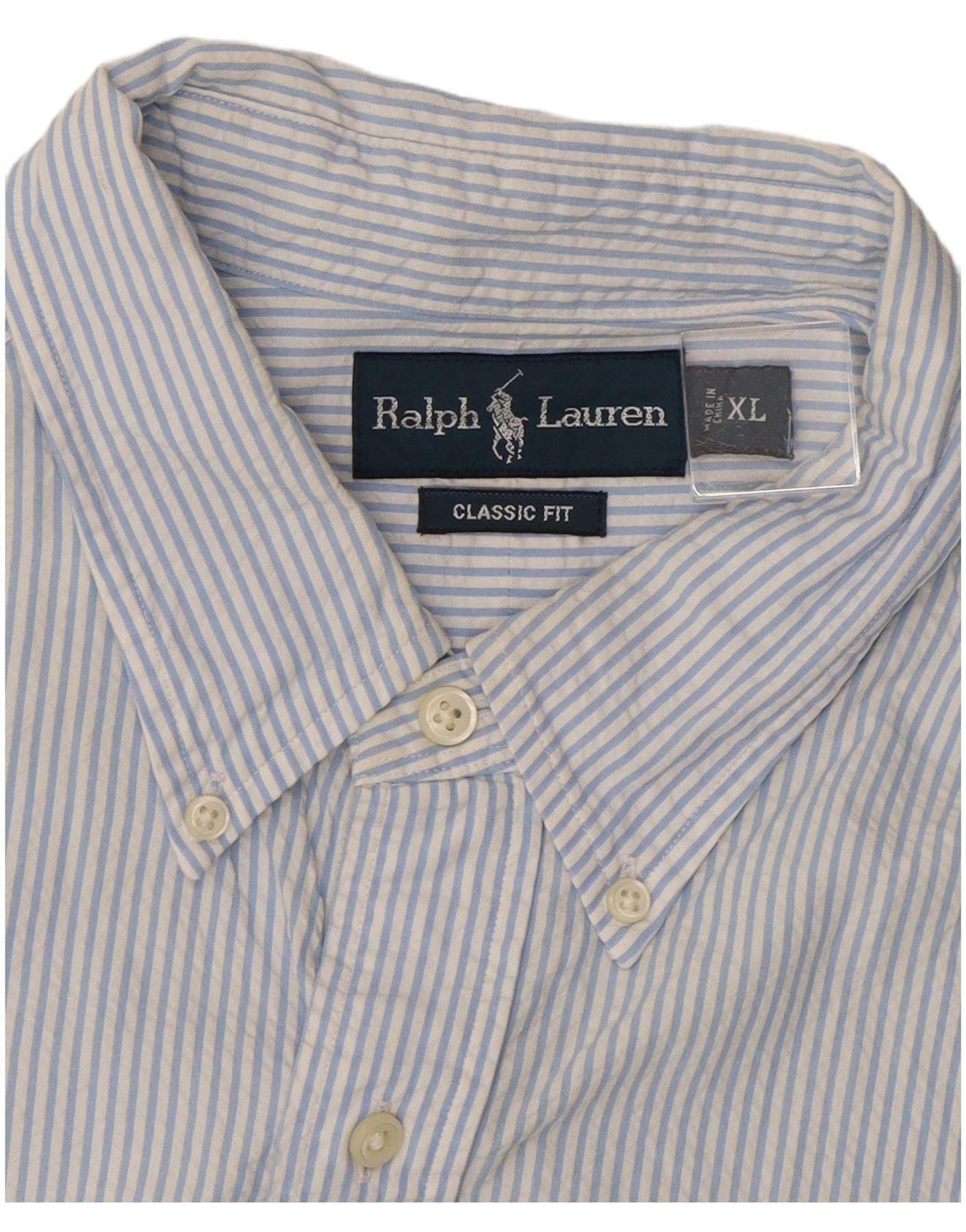 Polo Ralph Lauren Mens Classic Fit Short Sleeve Shirt XL Blue Pinstripe Size US XL / EU 56 / 4 - 5 Thumbnail