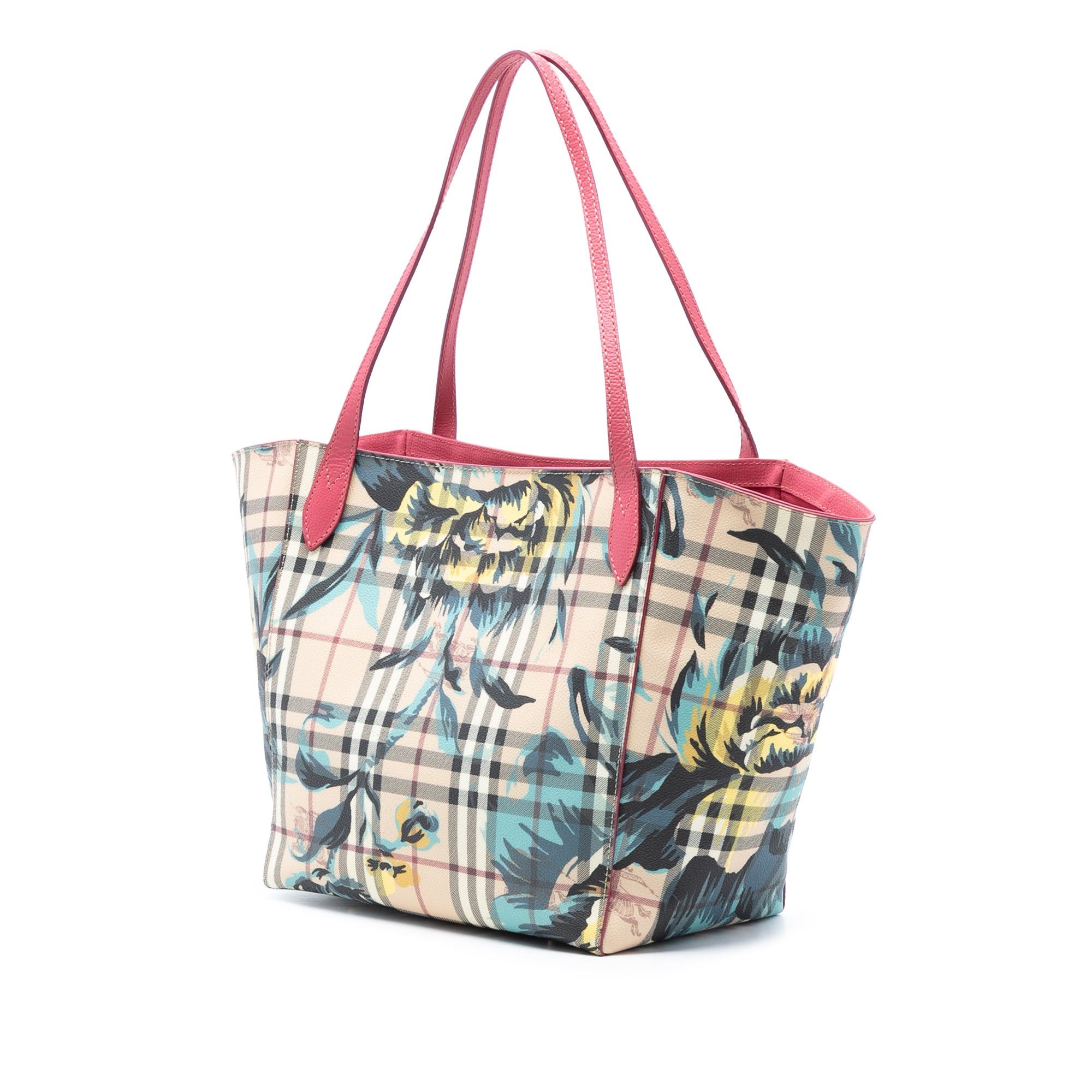 Burberry Small Haymarket Check Floral Print Coated Canvas Canterbury Tote Size ONE SIZE - 2 Thumbnail