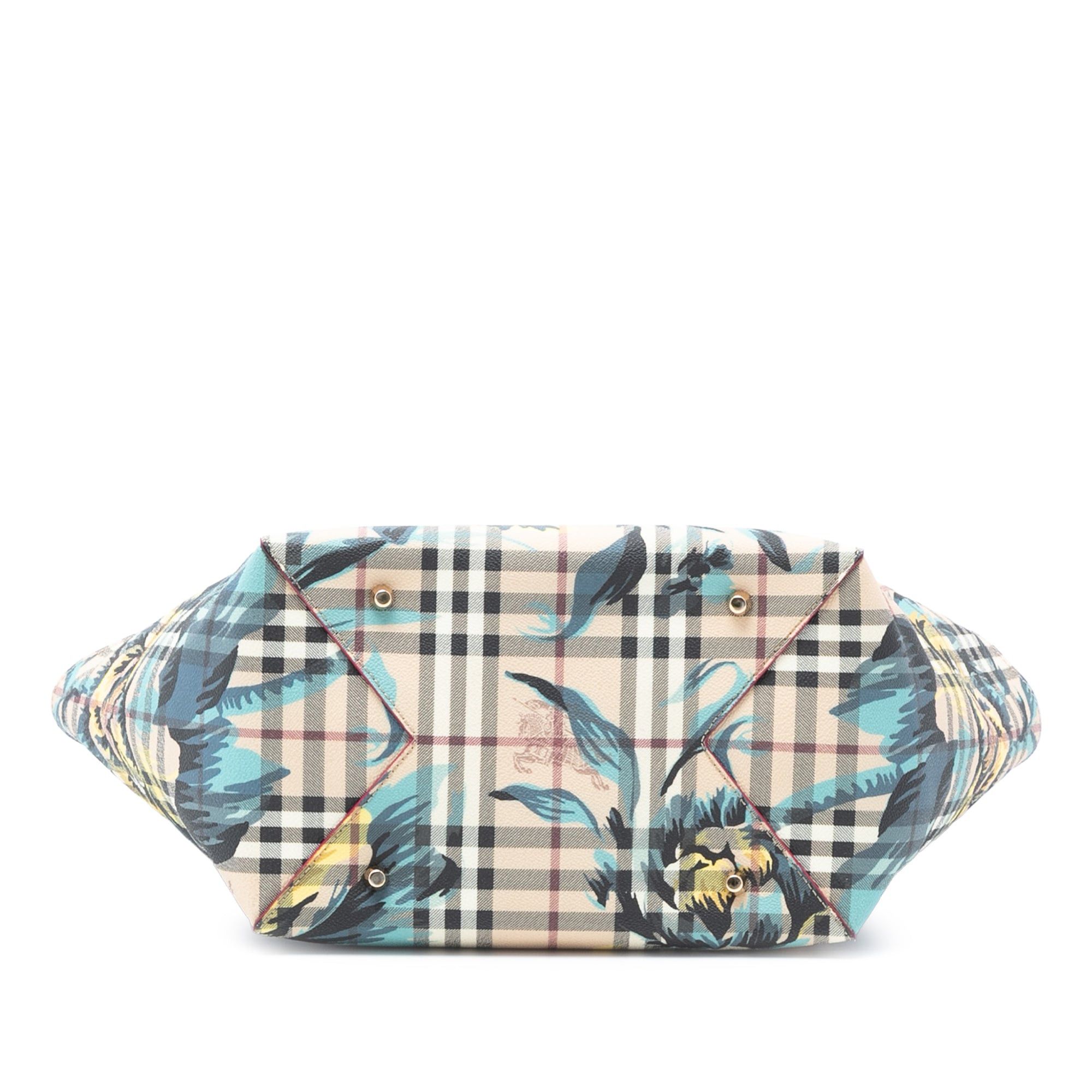 Burberry Small Haymarket Check Floral Print Coated Canvas Canterbury Tote Size ONE SIZE - 3 Thumbnail