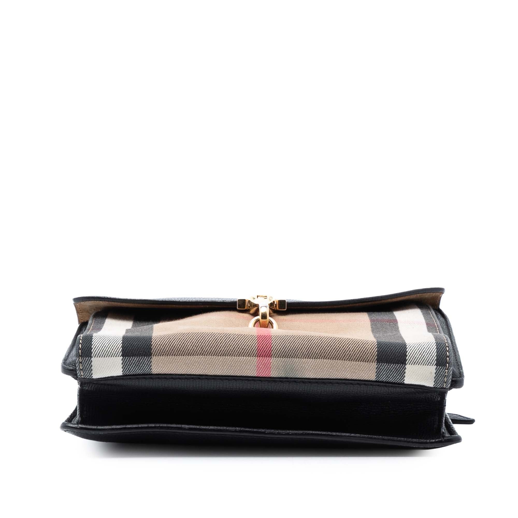 Small Leather and House Check Canvas Derby Macken Crossbody