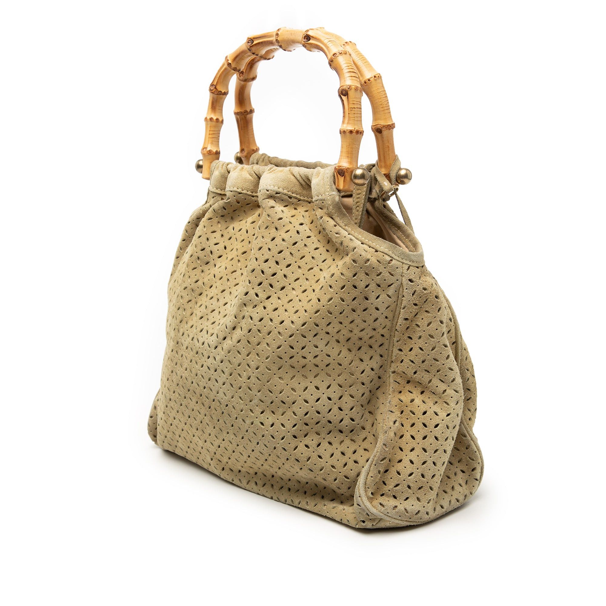Miu Miu Laser Cut Suede Bamboo Top Handle Bag Size ONE SIZE - 2 Thumbnail
