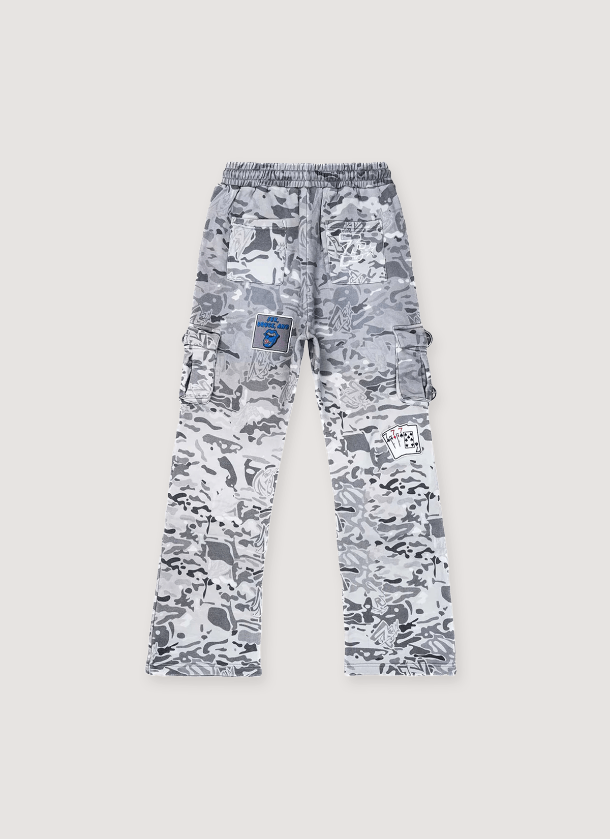 TRIPLE SEVENS Patchwork 7s Cargo Sweatpants Camo Size US 32 / EU 48 - 2 Thumbnail