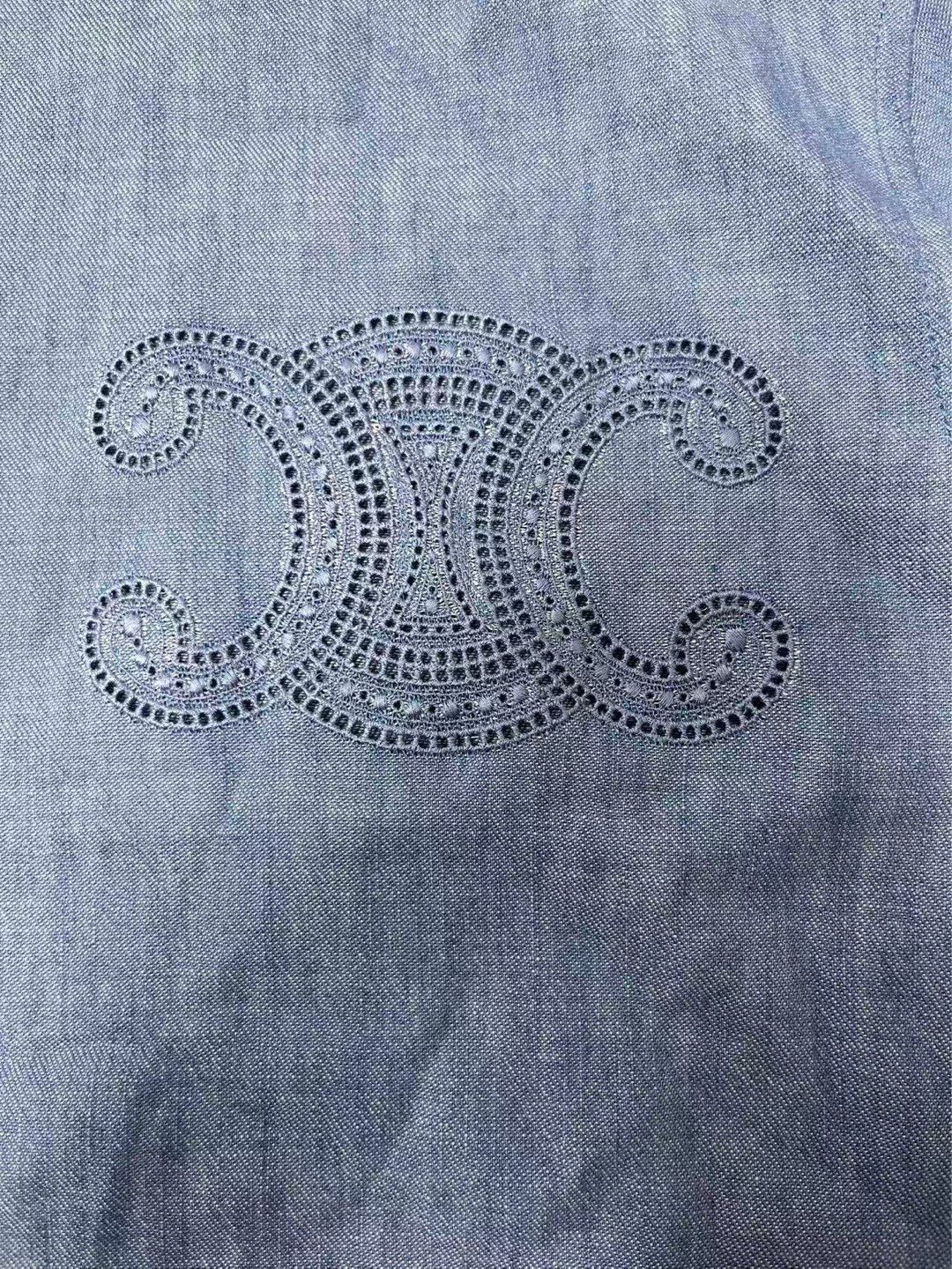 Celine CELINE Pointed Collar Logo Embroidered Shirt Size S / US 4 / IT 40 - 3 Thumbnail