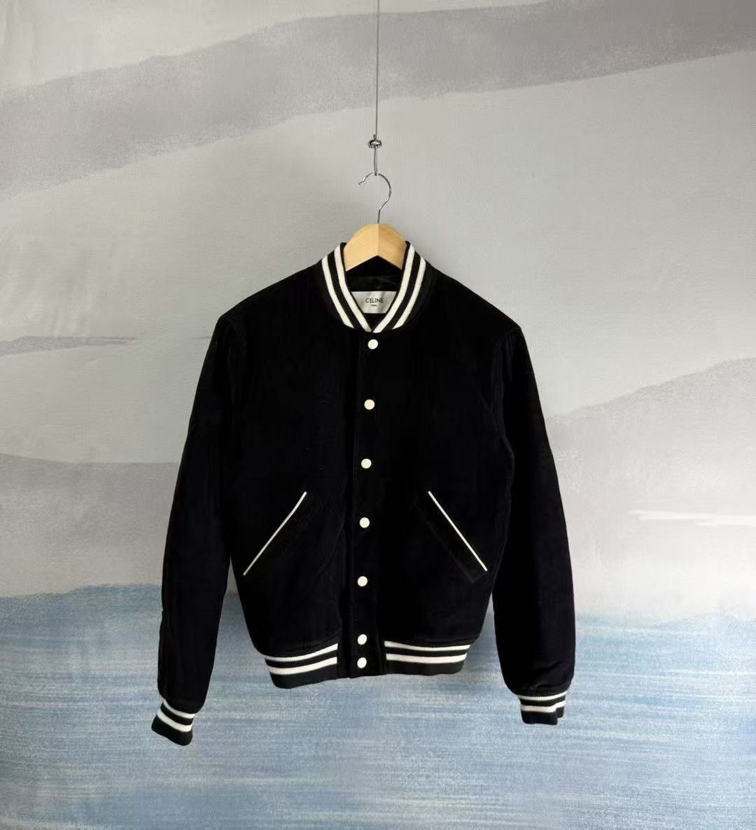 Celine Celine Black Corduroy Letter Embroidery Baseball Jacket Size US S / EU 44-46 / 1 - 2 Thumbnail