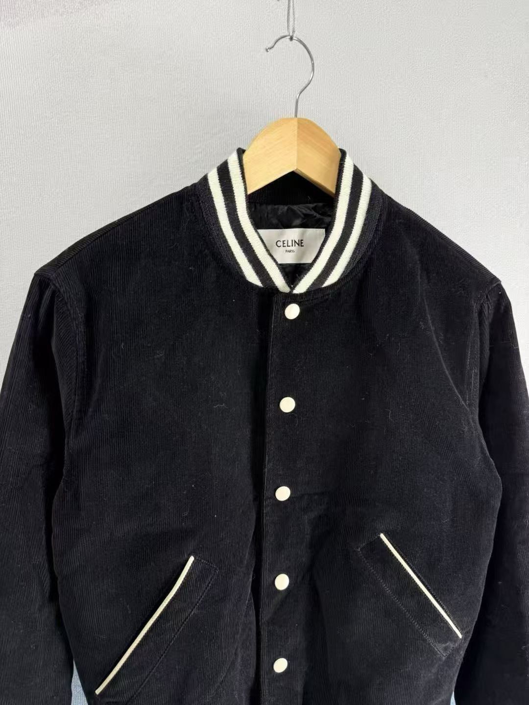 Celine Celine Black Corduroy Letter Embroidery Baseball Jacket Size US S / EU 44-46 / 1 - 3 Thumbnail