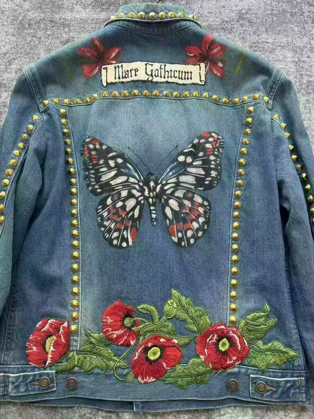 Gucci Gucci Rivet Butterfly Floral Embroidery Denim Jacket Size US M / EU 48-50 / 2 - 4 Thumbnail