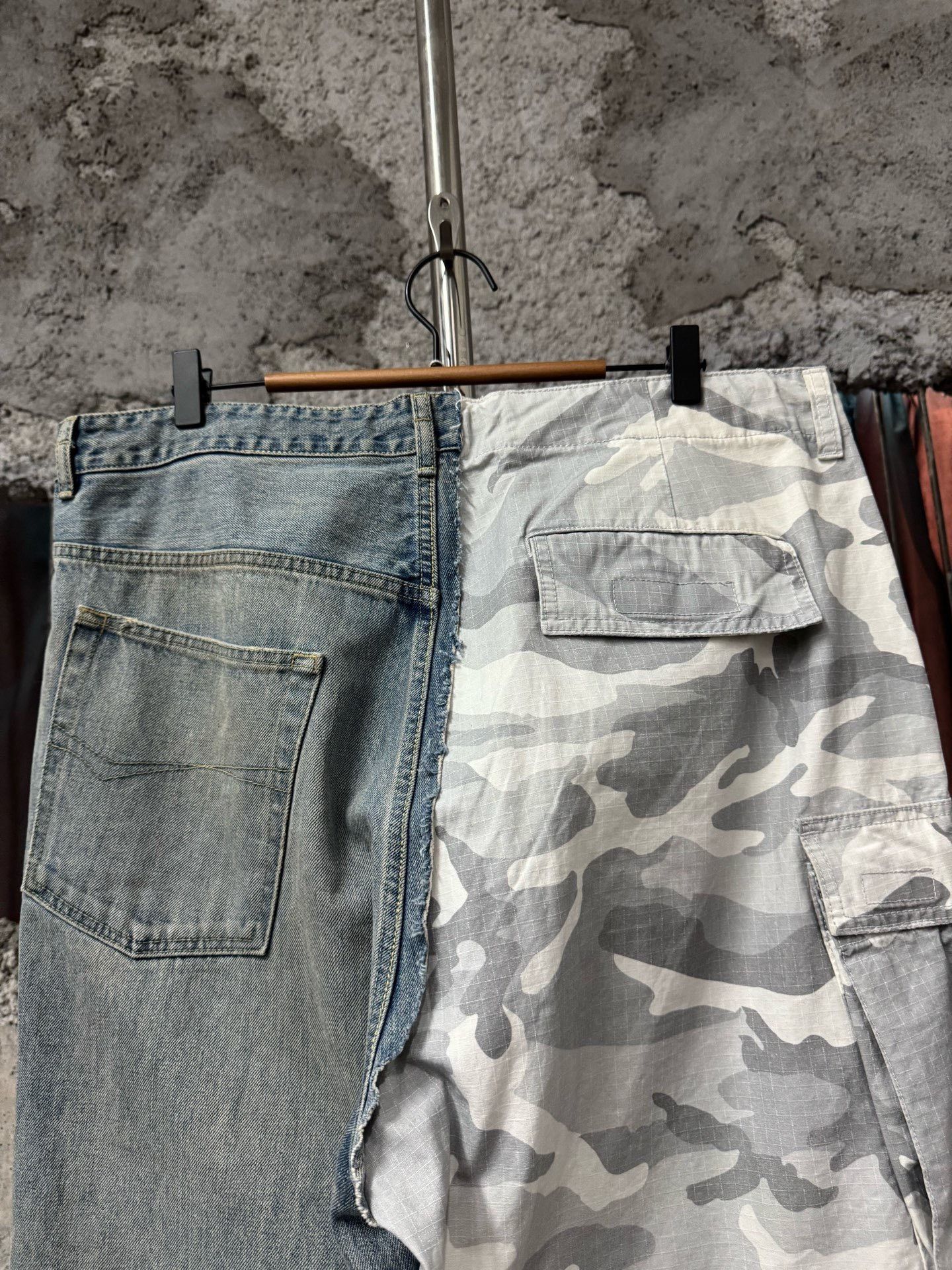 Balenciaga Balenciaga Camo Patchwork Denim Cargo Pants Size 22" - 3 Thumbnail