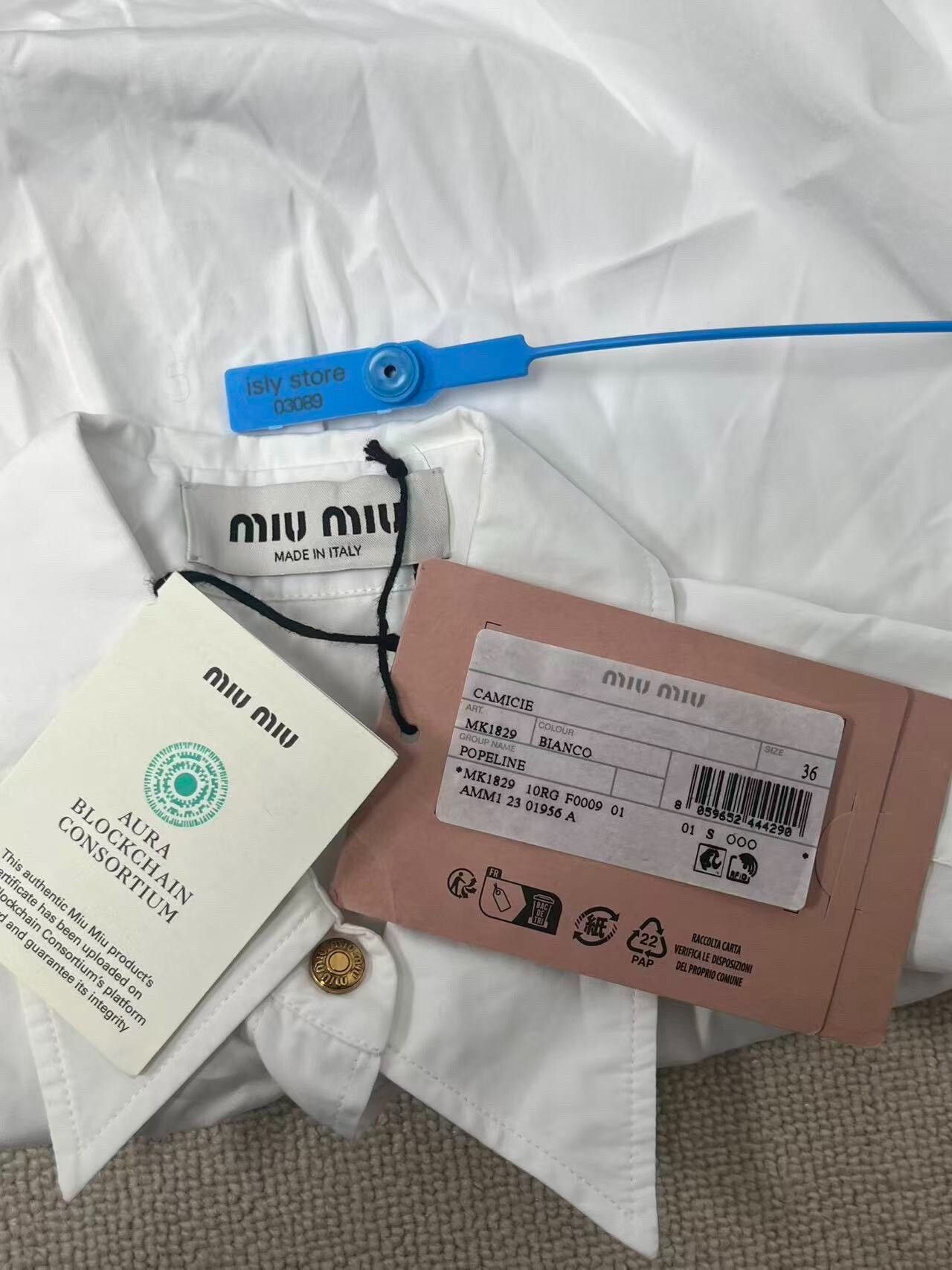 Miu Miu MIU MIU Logo Print Short-Sleeve Shirt Size XS / US 0-2 / IT 36-38 - 5 Thumbnail