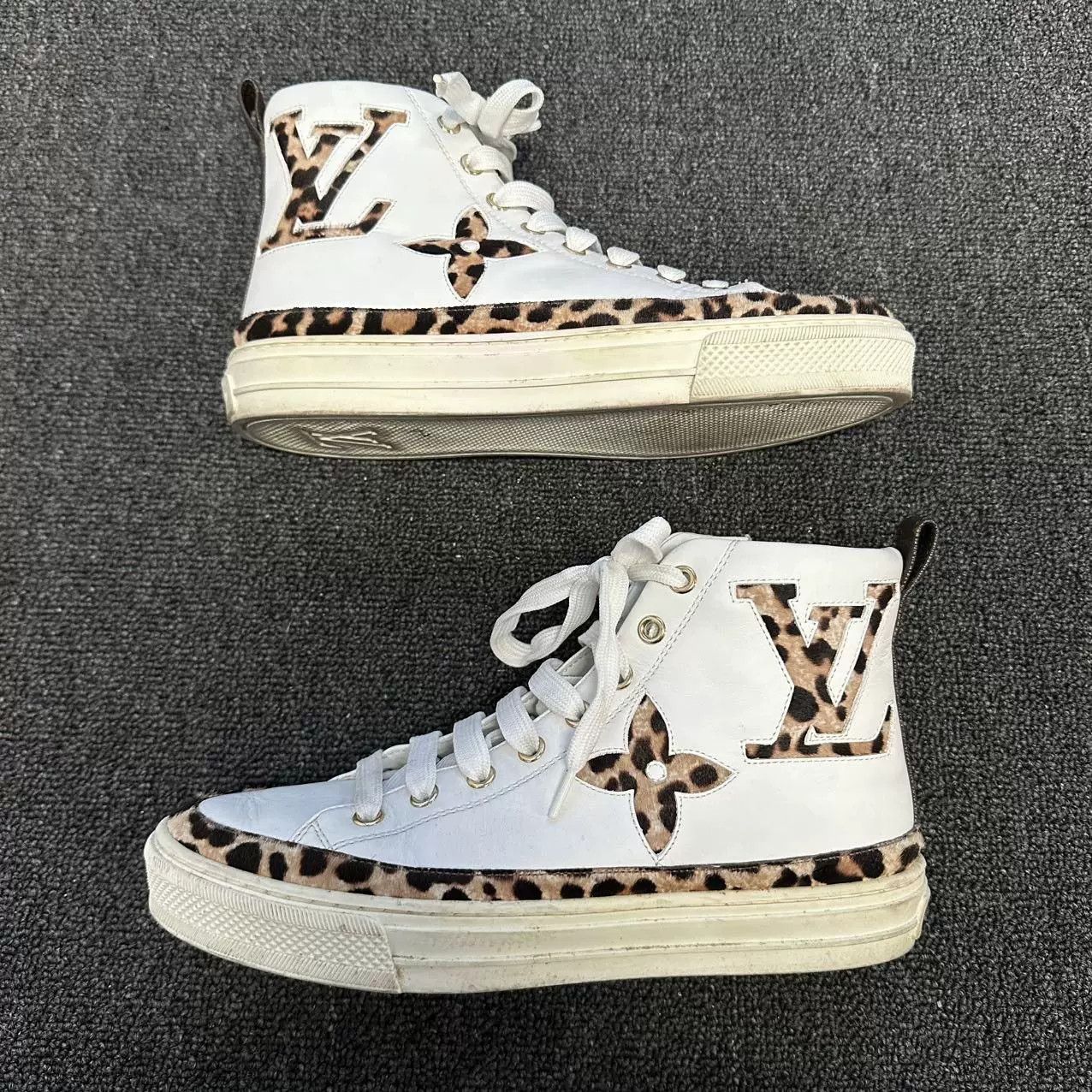 Louis Vuitton Louis Vuitton White Leopard Print Sneakers Size US 5.5 / IT 35.5 - 7 Thumbnail