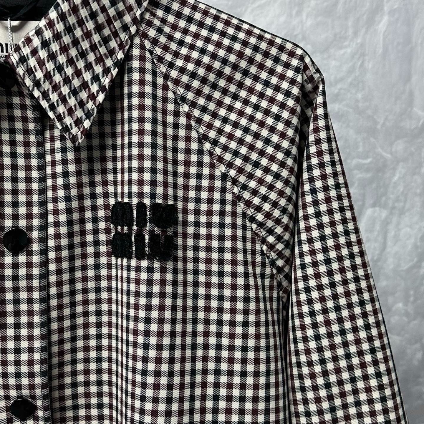Miu Miu Miu Miu Embroidered Logo Plaid Wool Coat Size S / US 4 / IT 40 - 3 Thumbnail