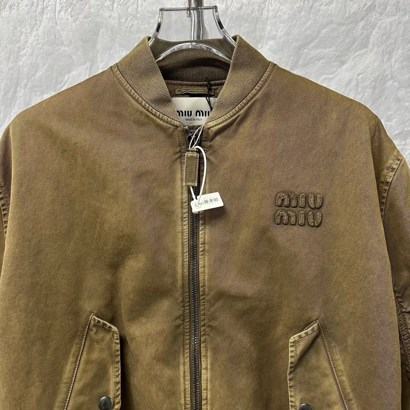 Miu Miu Miu Miu SS24 Embroidered Zip Cotton Coat Size S / US 4 / IT 40 - 3 Thumbnail