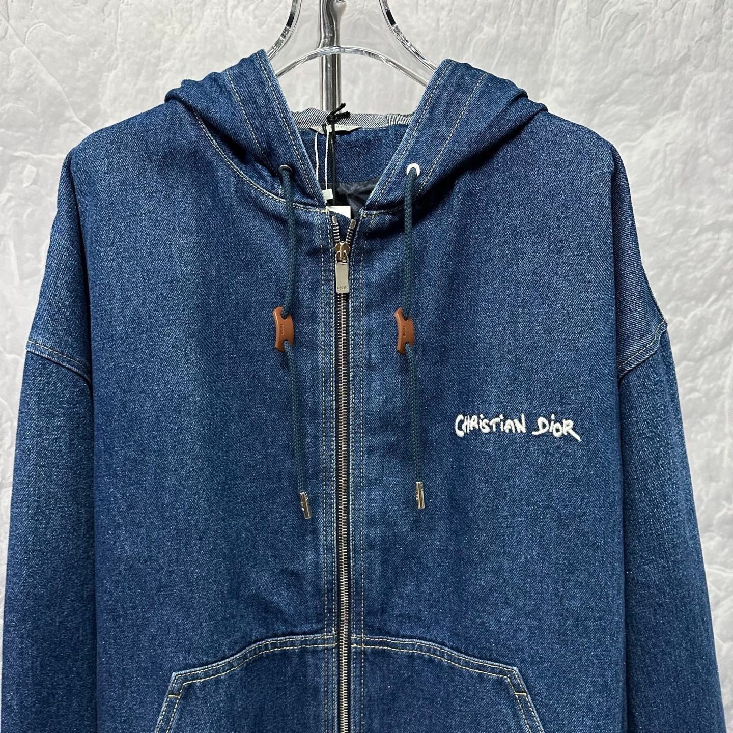 Dior Dior Letter Embroidery Hooded Denim Jacket Size US L / EU 52-54 / 3 - 2 Thumbnail