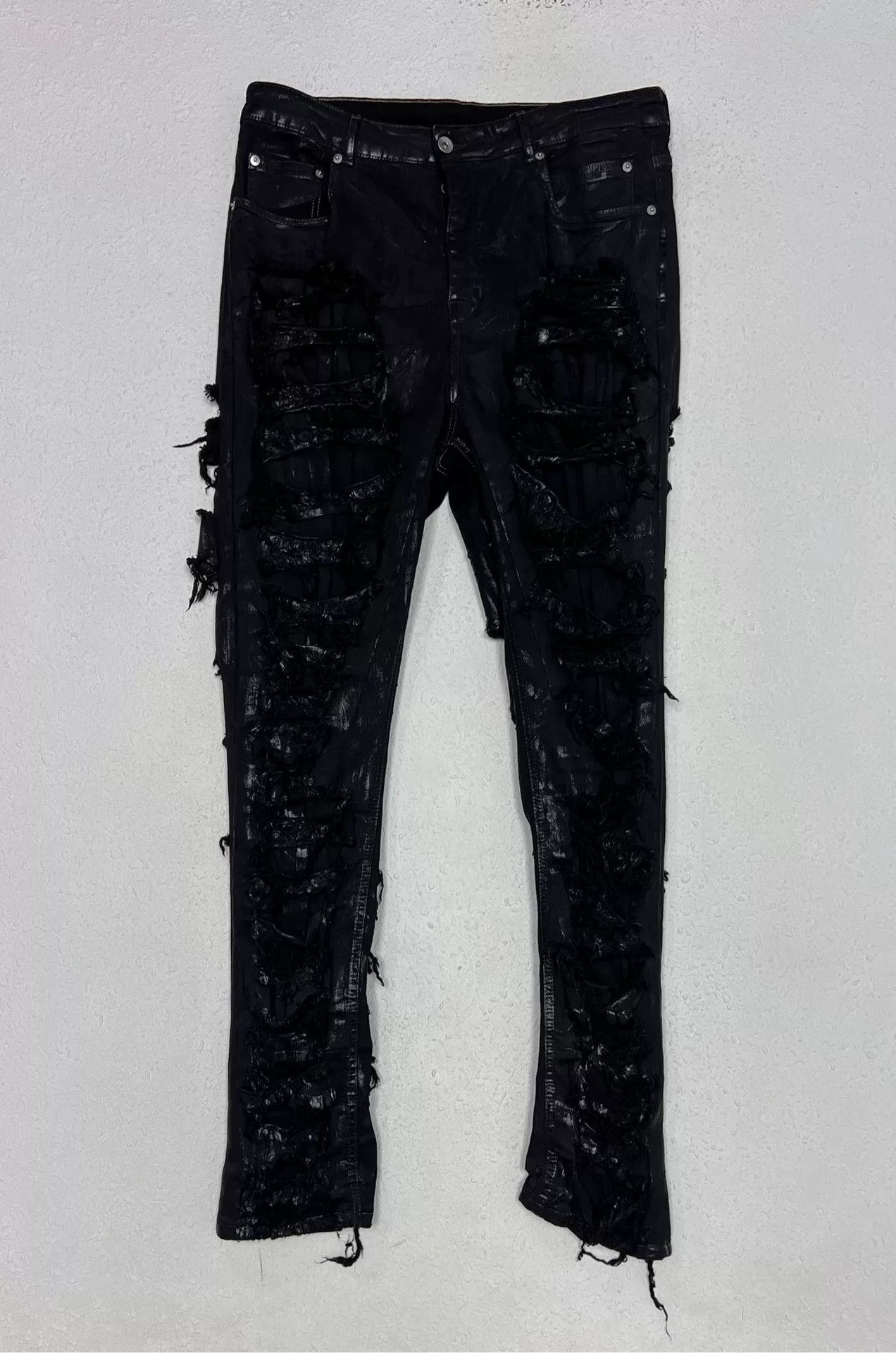 Rick Owens Rick Owens Waxed Distressed Destroyed Pants Size US 34 / EU 50 - 2 Thumbnail