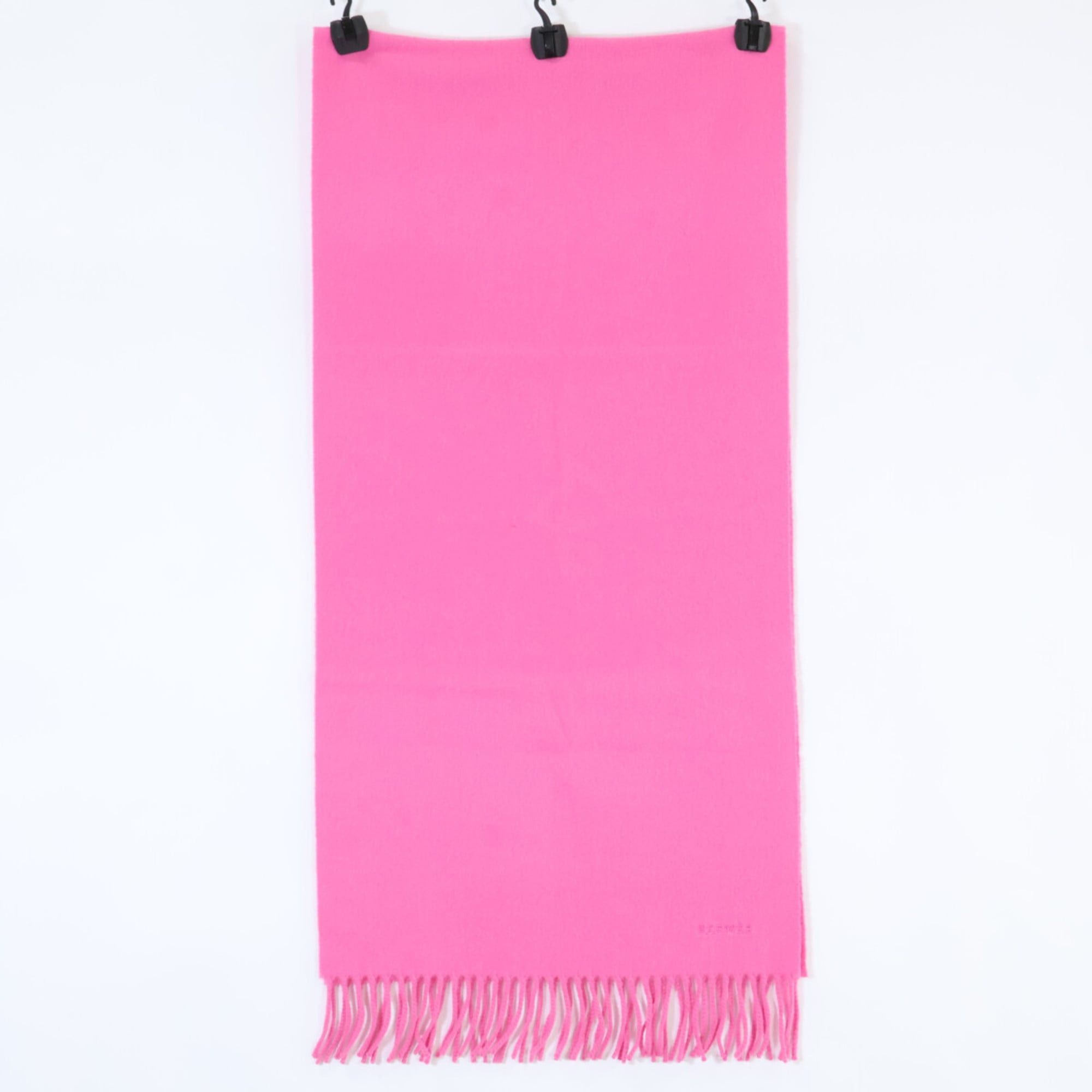 Hermes HERMES 100% Cashmere Fringe Scarf with Embroidered Logo, Pink, Women's Size ONE SIZE - 2 Thumbnail